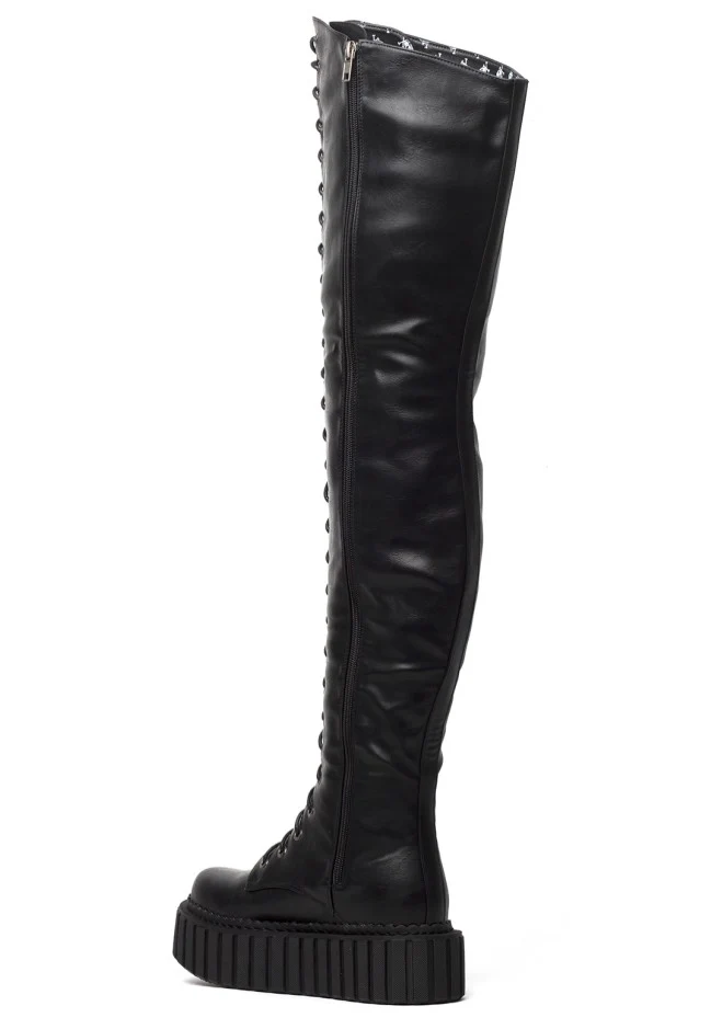 Last Kiss Chunky Thigh High Holster Black - Girl Shoes - Image 5
