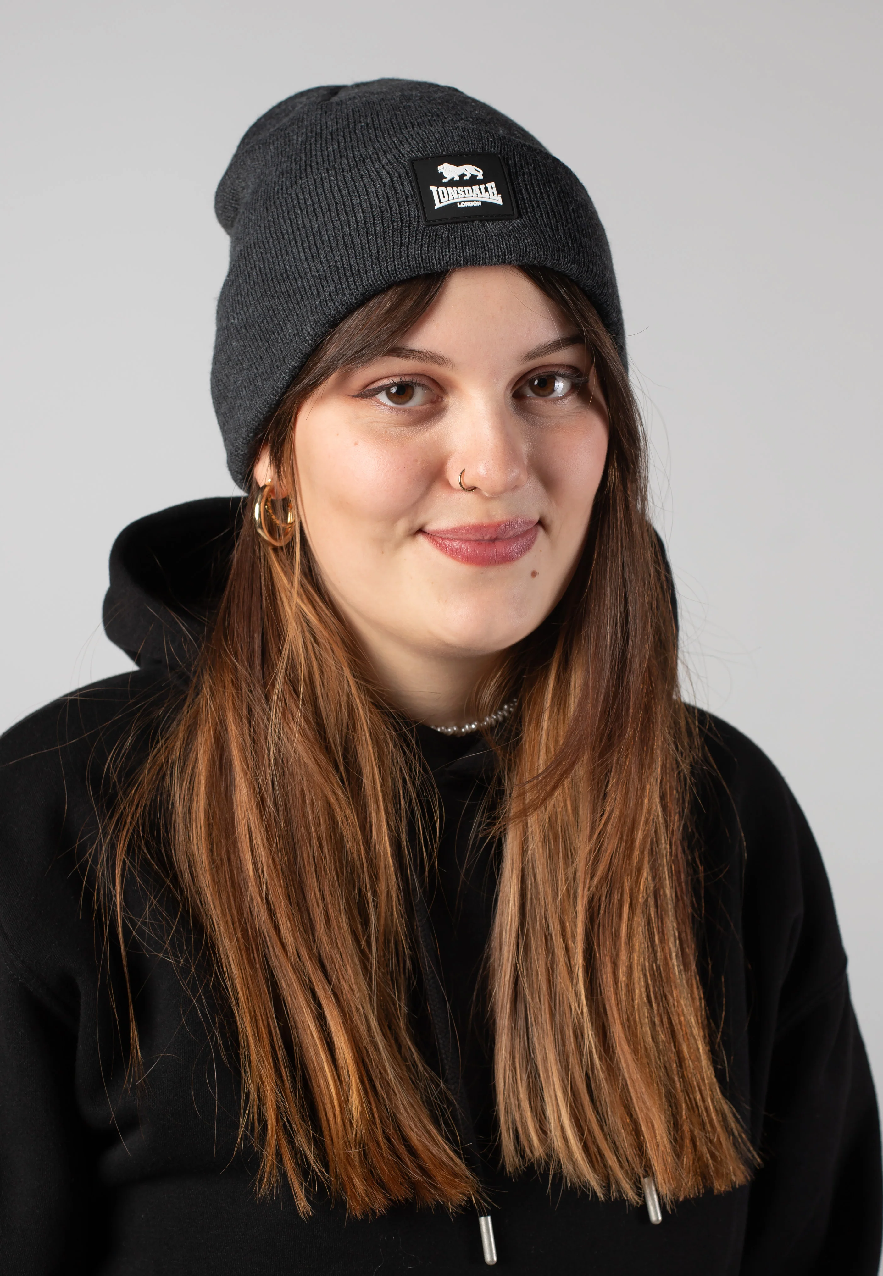 Cuff Rubber Badge Dark Grey Melange - Beanie - Image 3