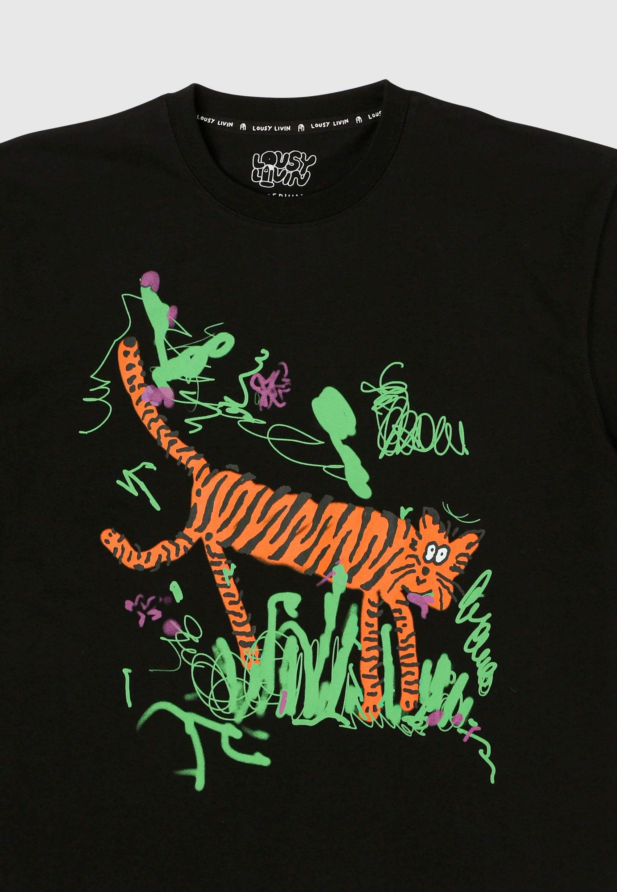 Mustache Tiger Black - T-Shirt - Image 3