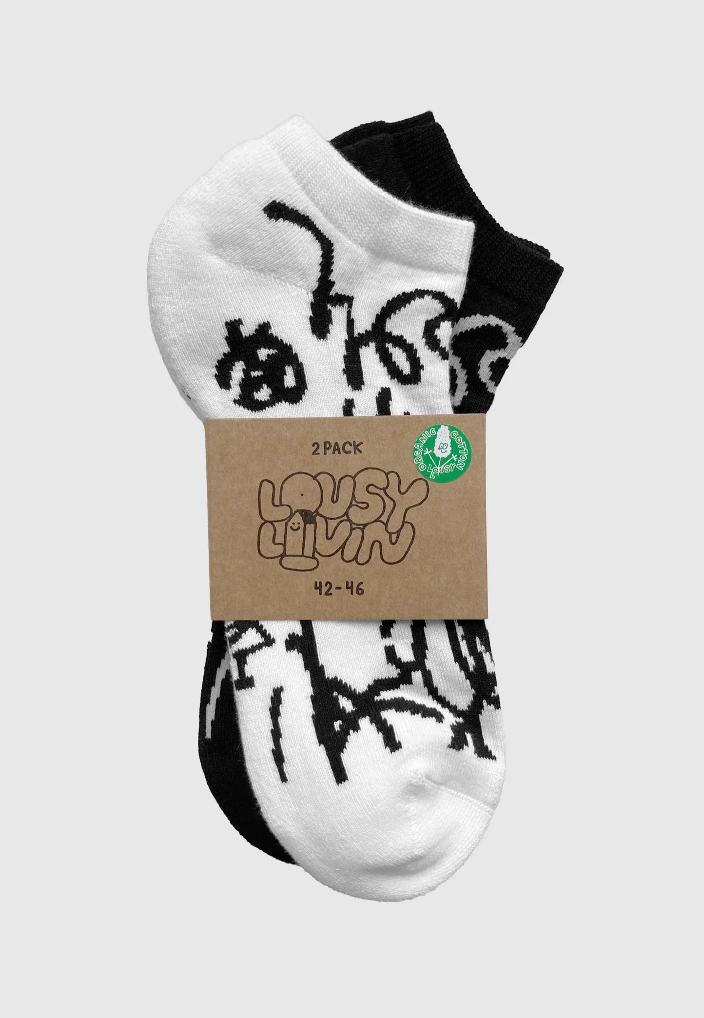 Sneaker Lou Pack Of 2 Black & White - Socks - Image 2