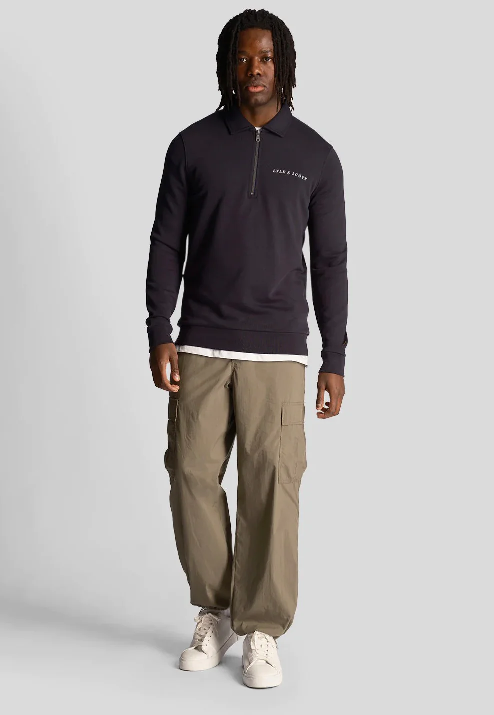 Loopback Embroidered Collared Dark Navy - Sweater - Image 4