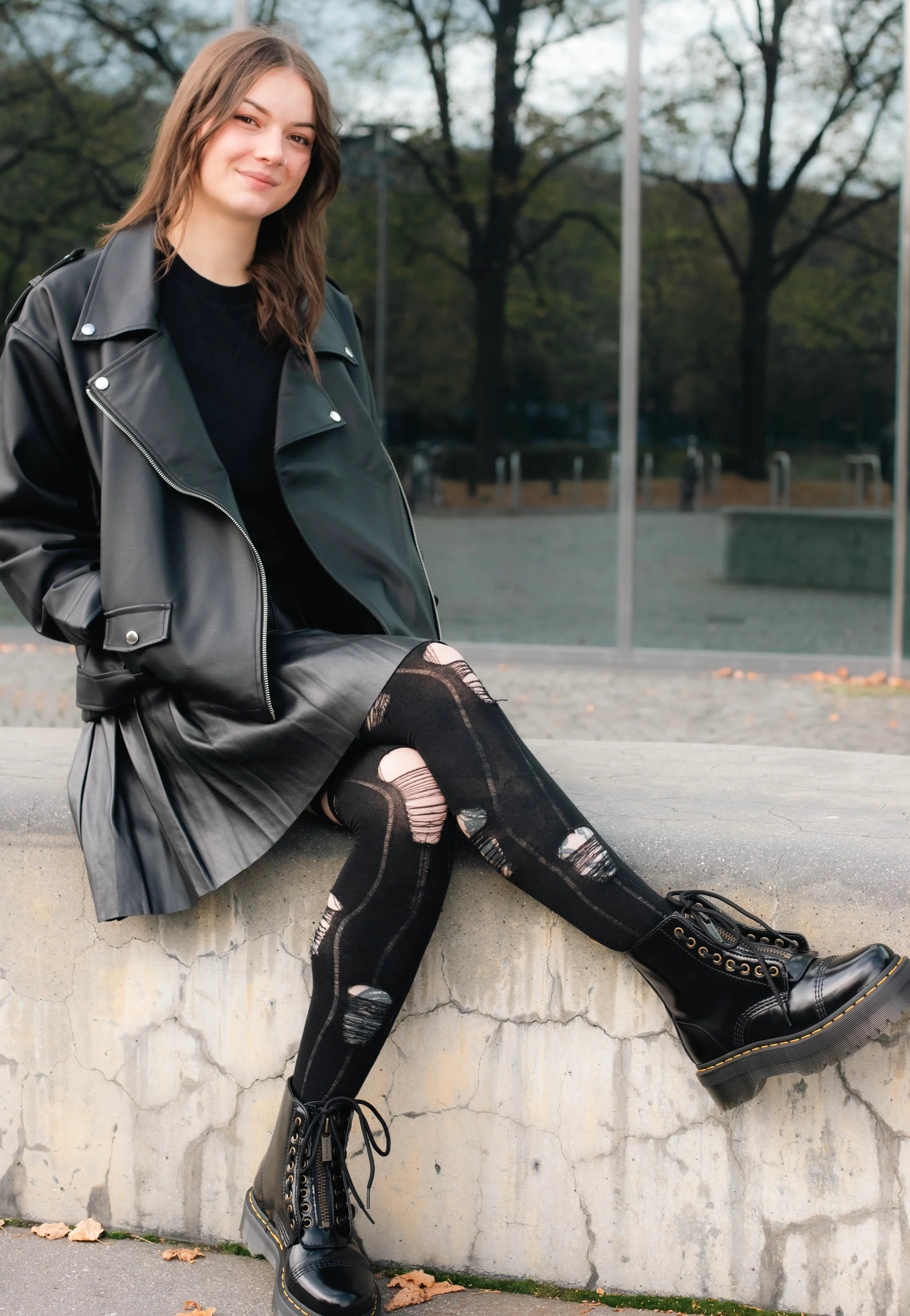 Lacie Faux Leather Pleated Black - Skirt - Image 3