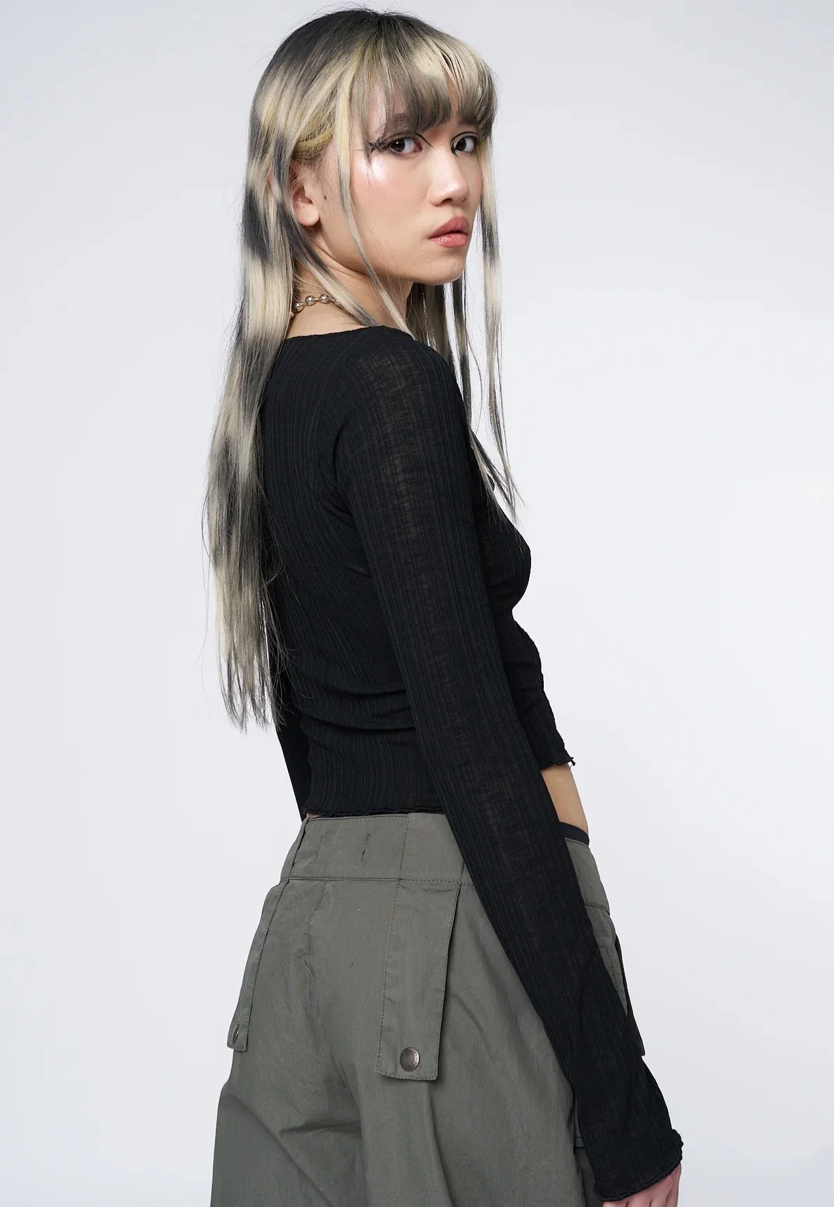 Hana Asymmetrical Cut Out Black - Top - Image 2