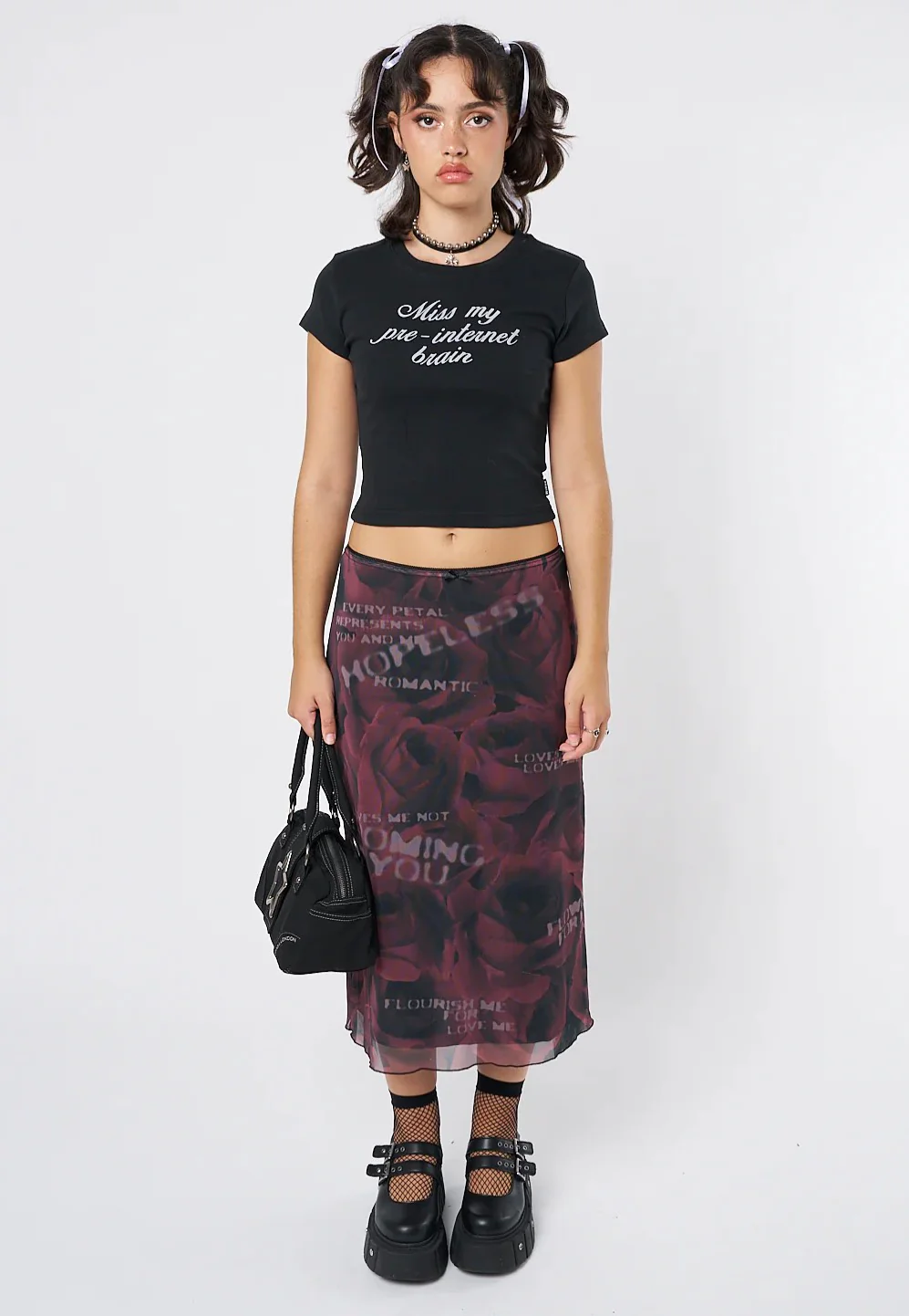 Hopeless Romantic Rose Mesh Midi - Skirt - Image 6