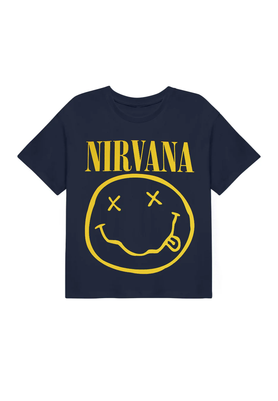 Happy Face Flower Sniffin Cropped Navy - T-Shirt - Image 3