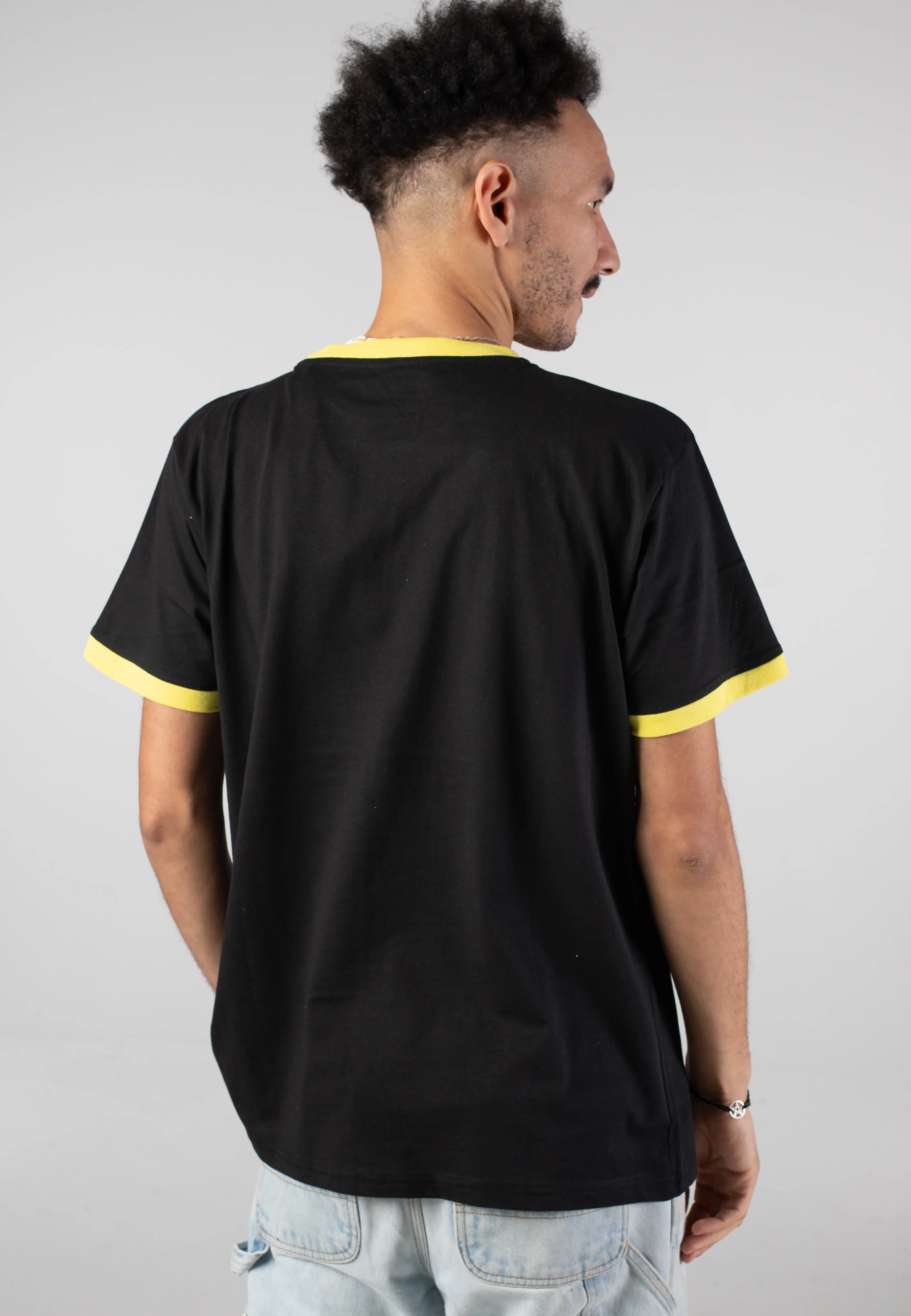 Outline Happy Face Ringer - T-Shirt - Image 2