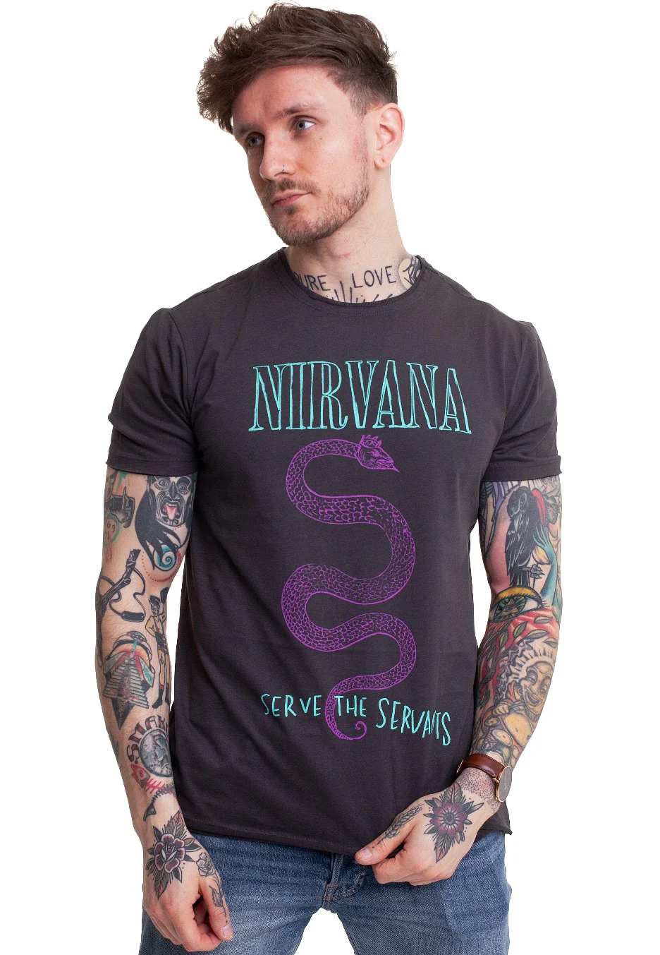 Serve The Serpense Charcoal - T-Shirt - Image 3