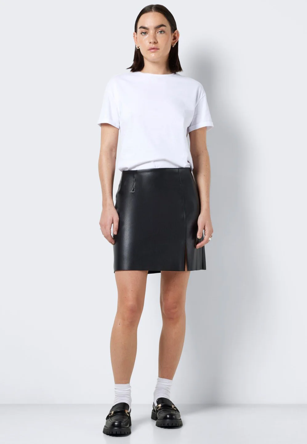 Clara Penny Pu Slit Black - Mini Skirt - Image 3