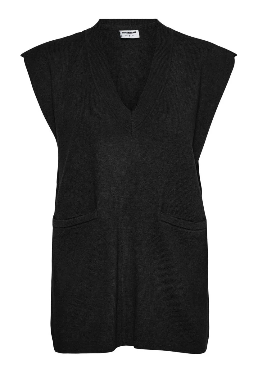 Clari V Neck Pocket Knit Black - Top - Image 7