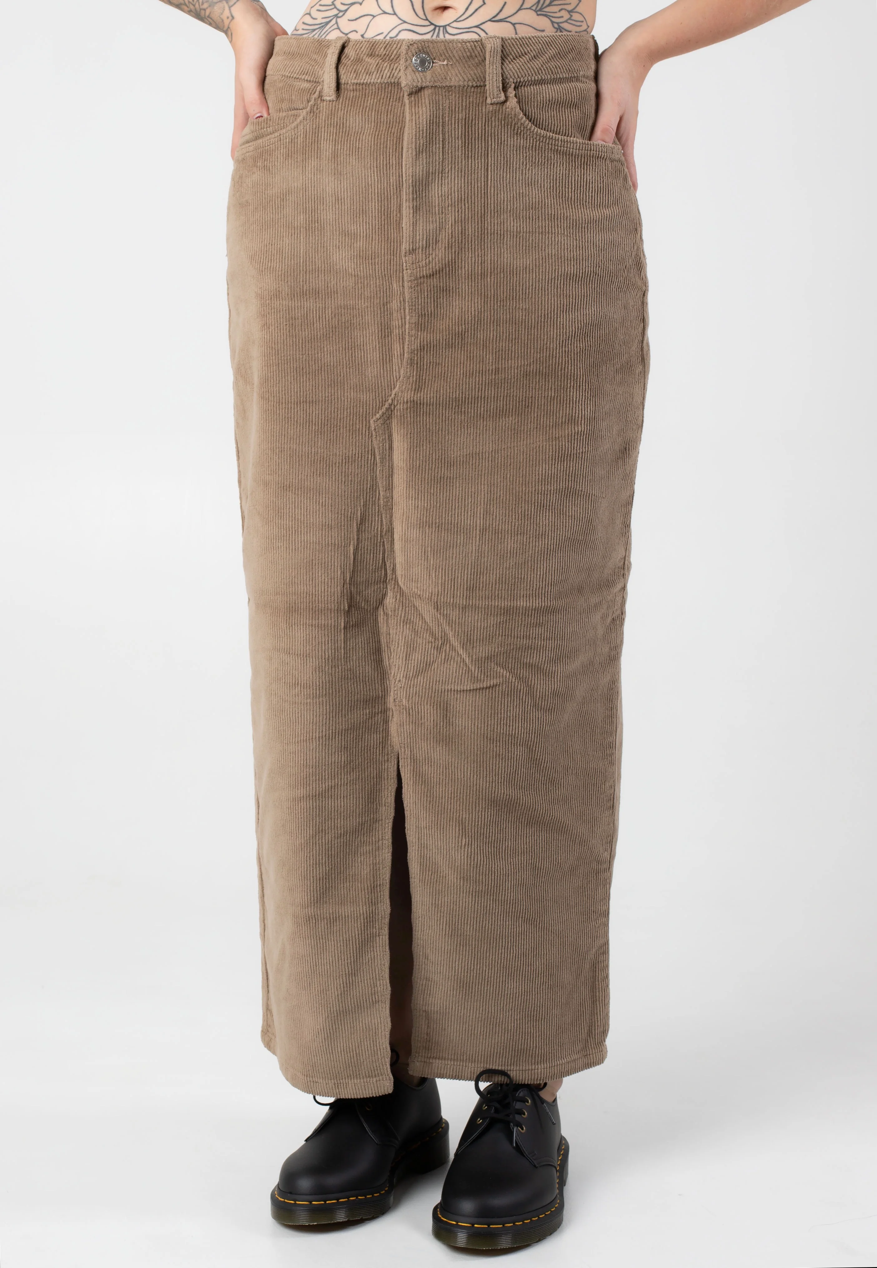 Cord Kath Slit Long Silver Mink - Skirt - Image 4