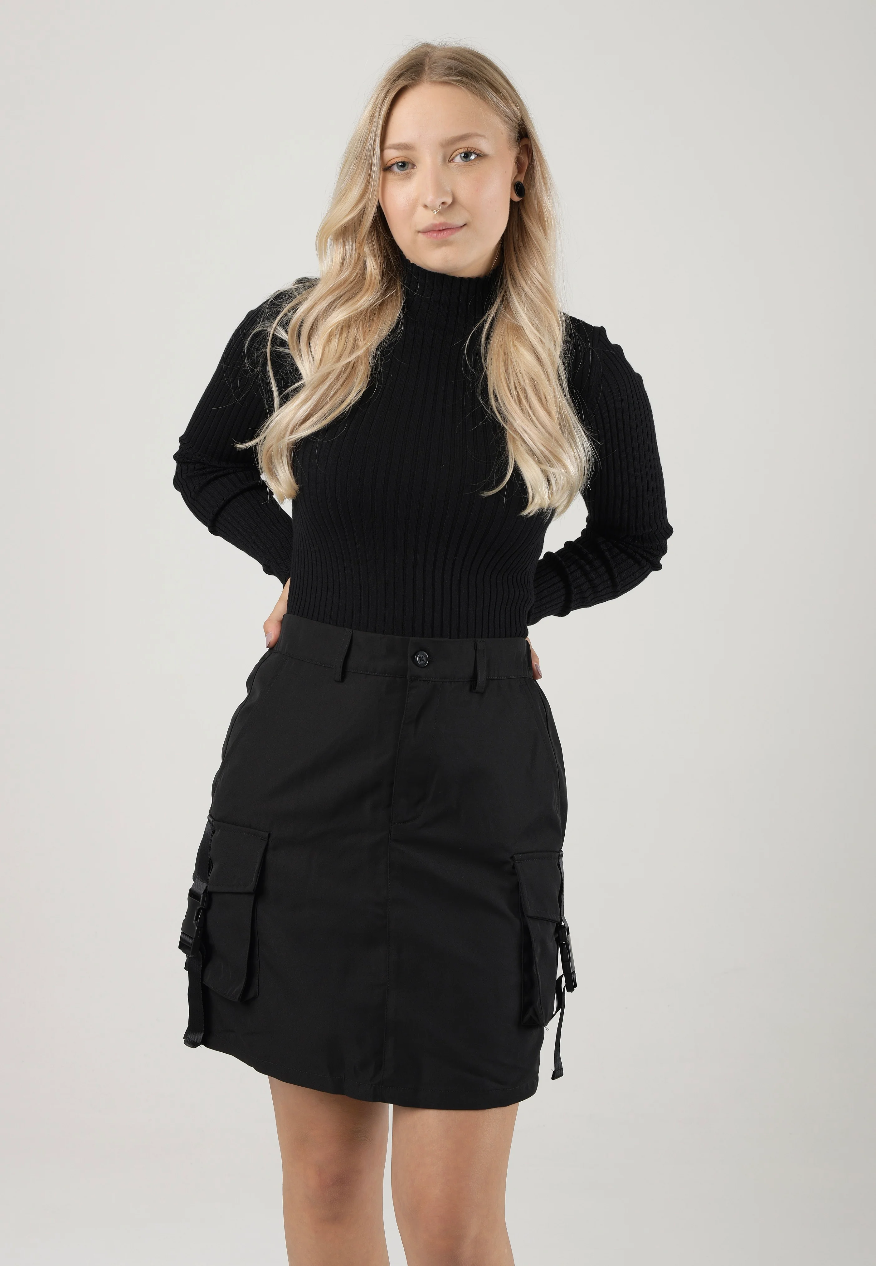 Irina Cargo Black Buckles - Skirt - Image 3