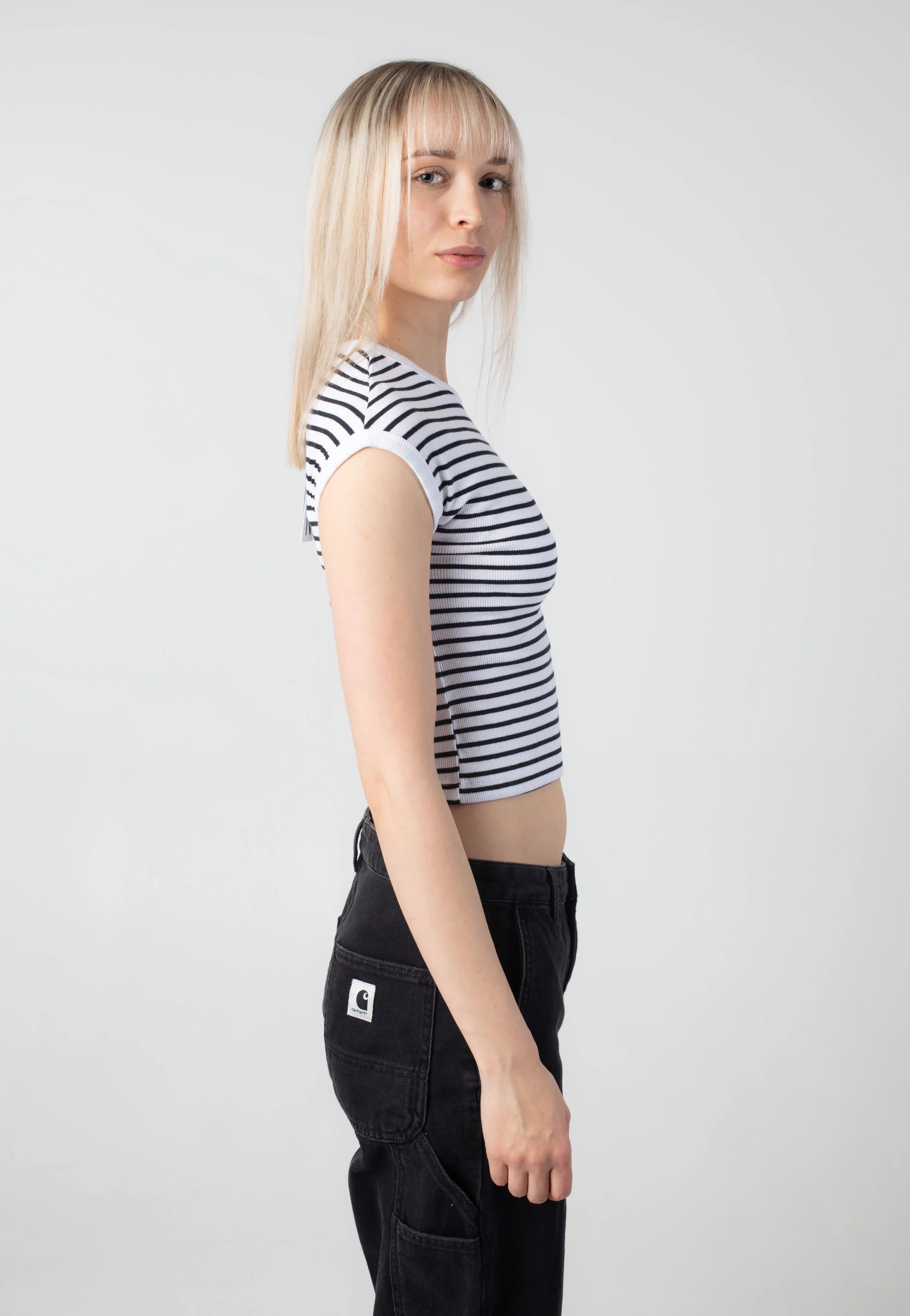 Judy Striped Bright White Black - Top - Image 2