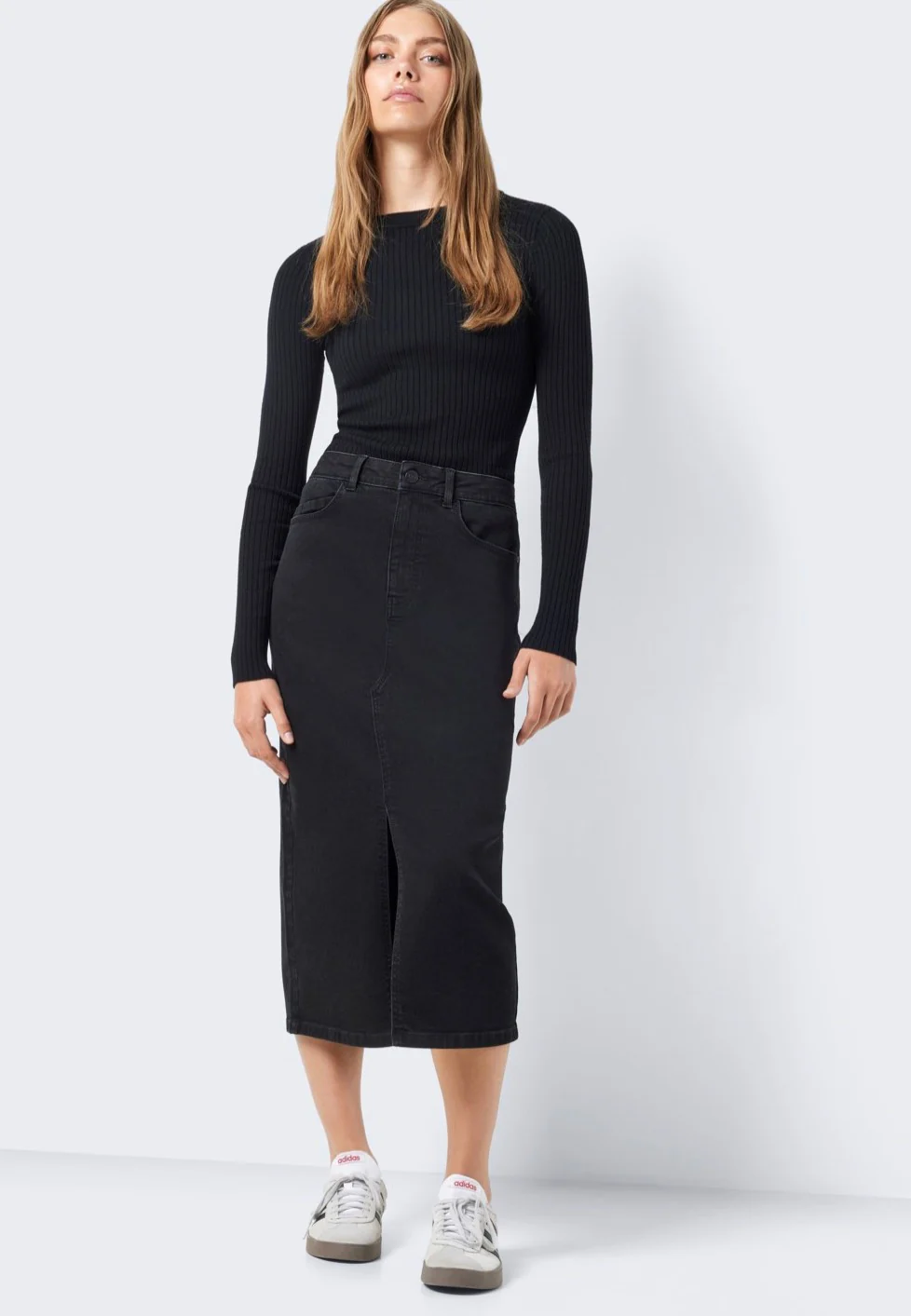 Kath Slit Midi Black Denim - Skirt - Image 2