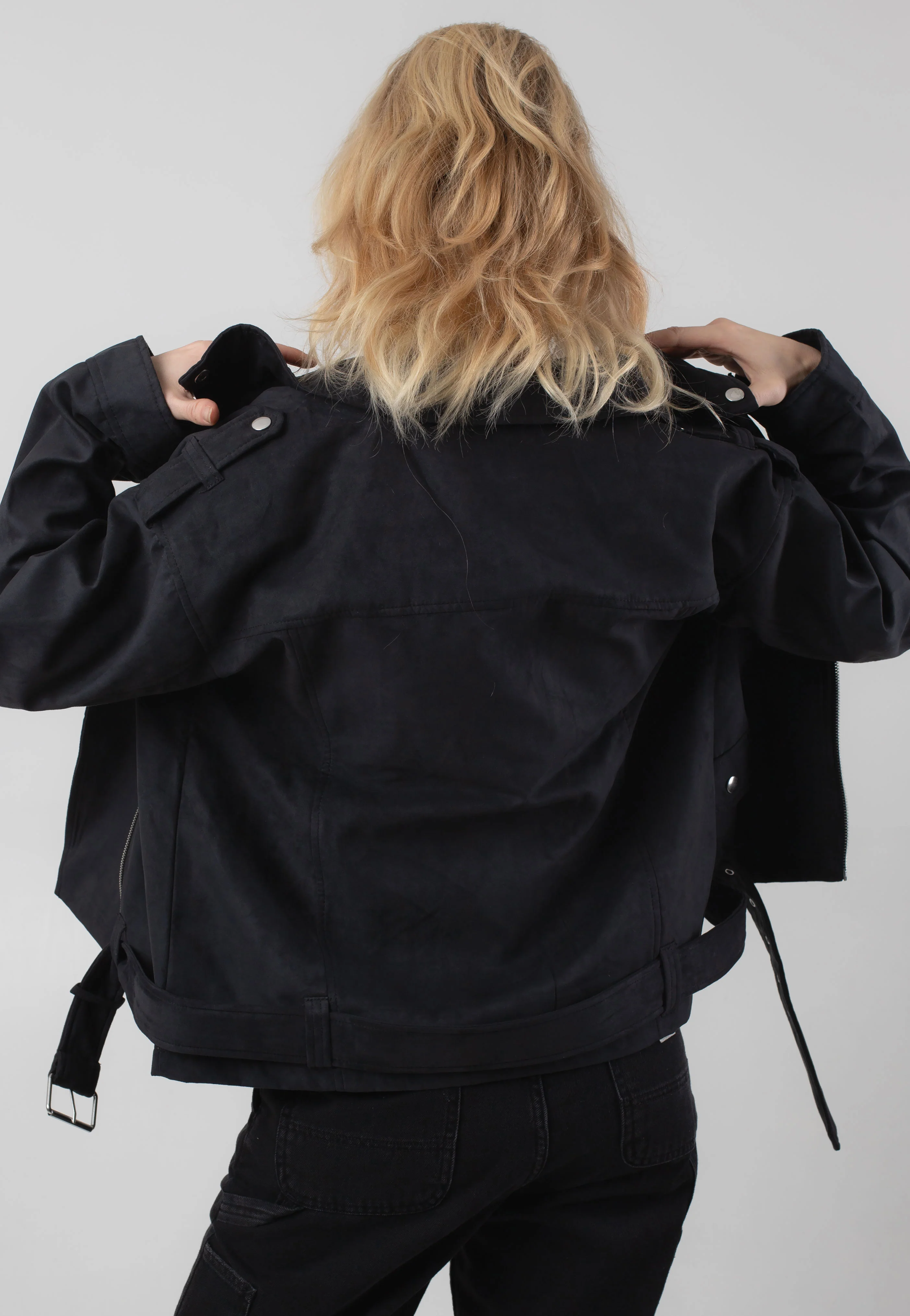 Paulina Suede Oversize Biker Black - Jacket - Image 2