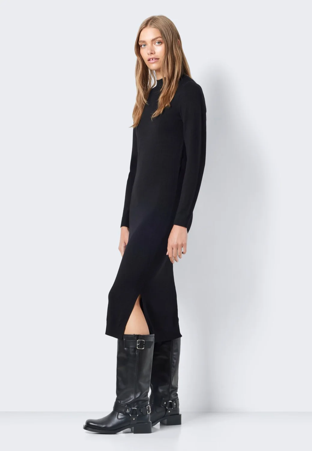 Sandi Long Highneck Black - Knit Dress - Image 4