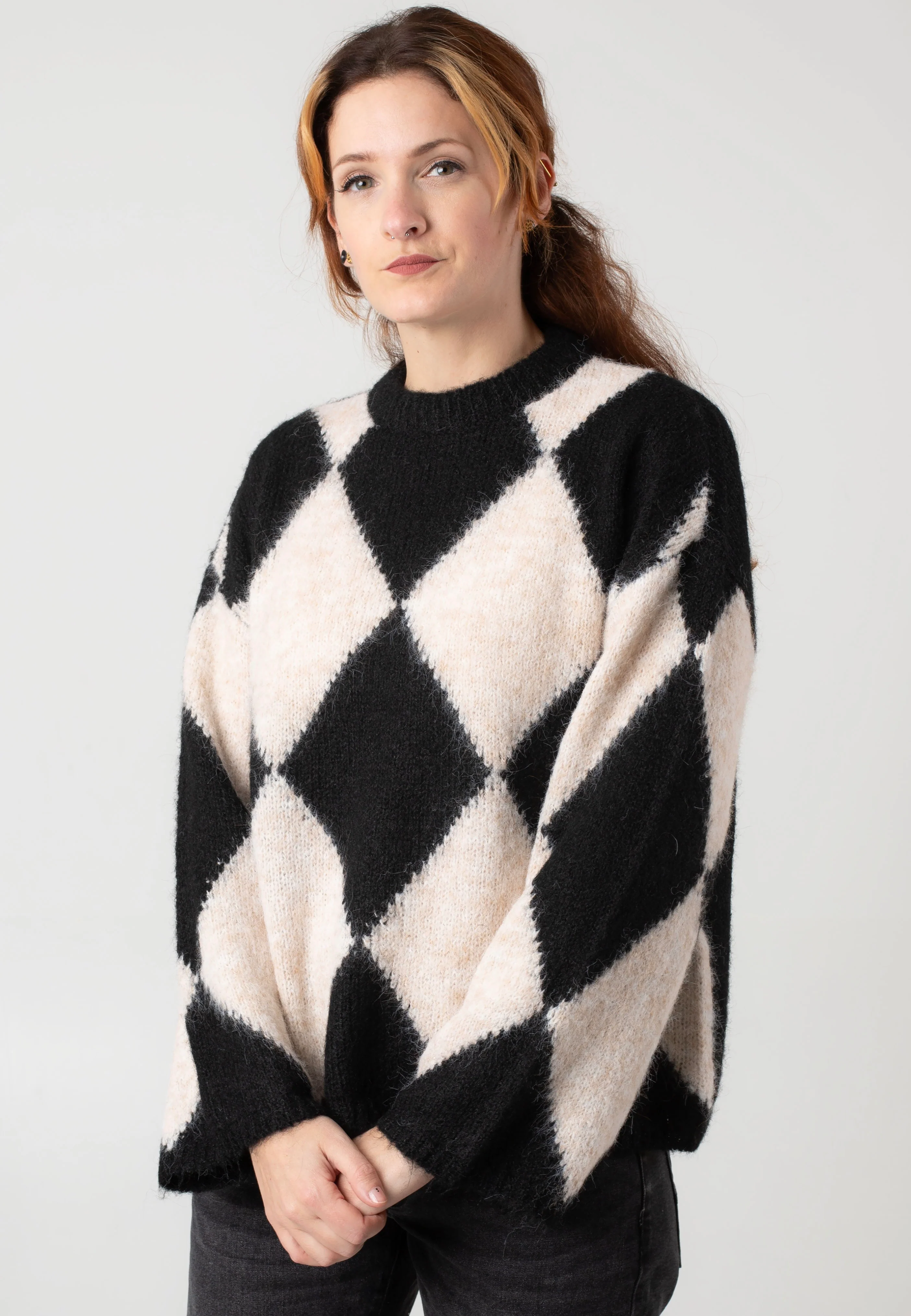 Sutton Argyle Oversize Obsidian Birch Argyle - Pullover