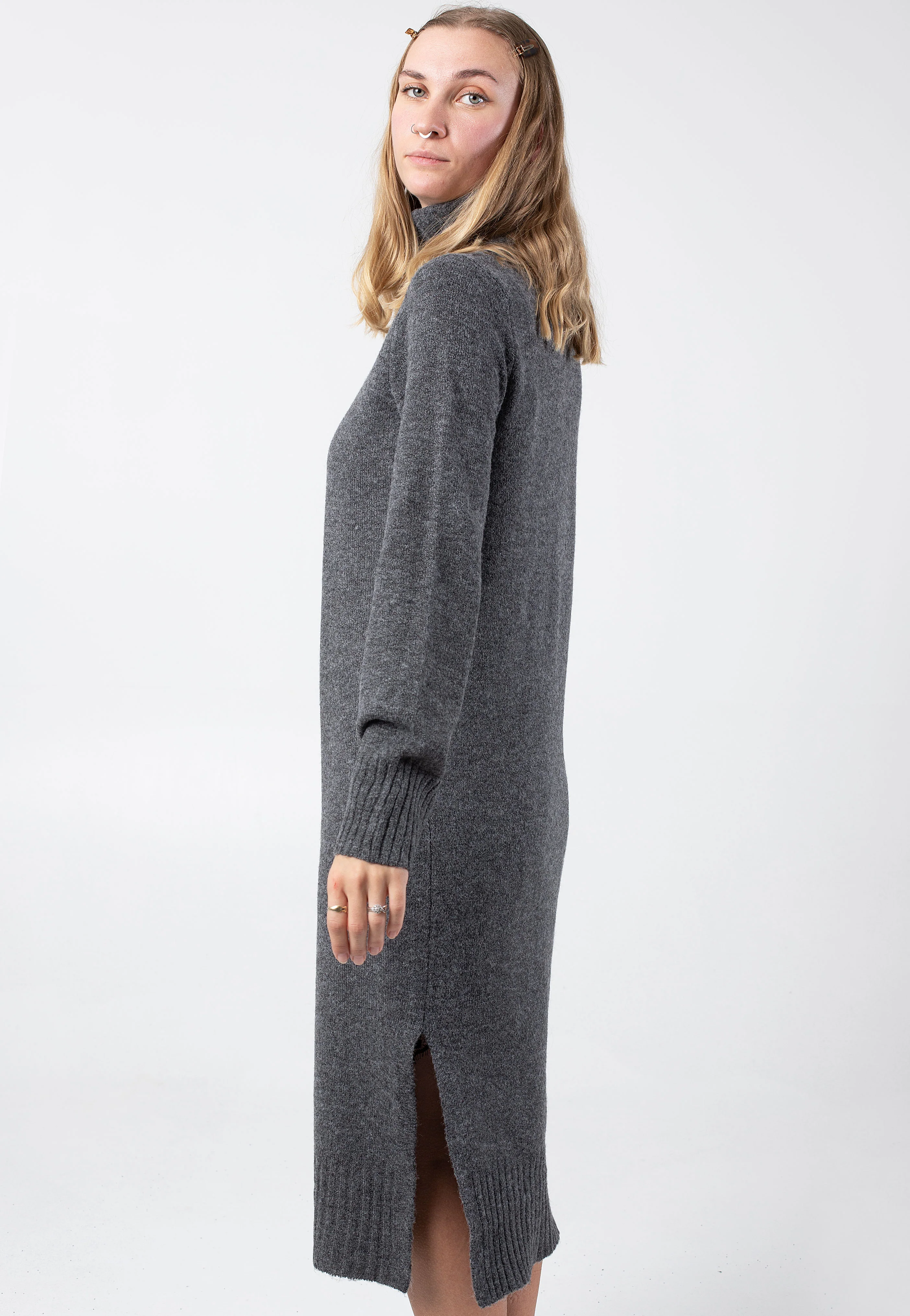 Viola Rollneck Dark Grey Melange - Dress - Image 4