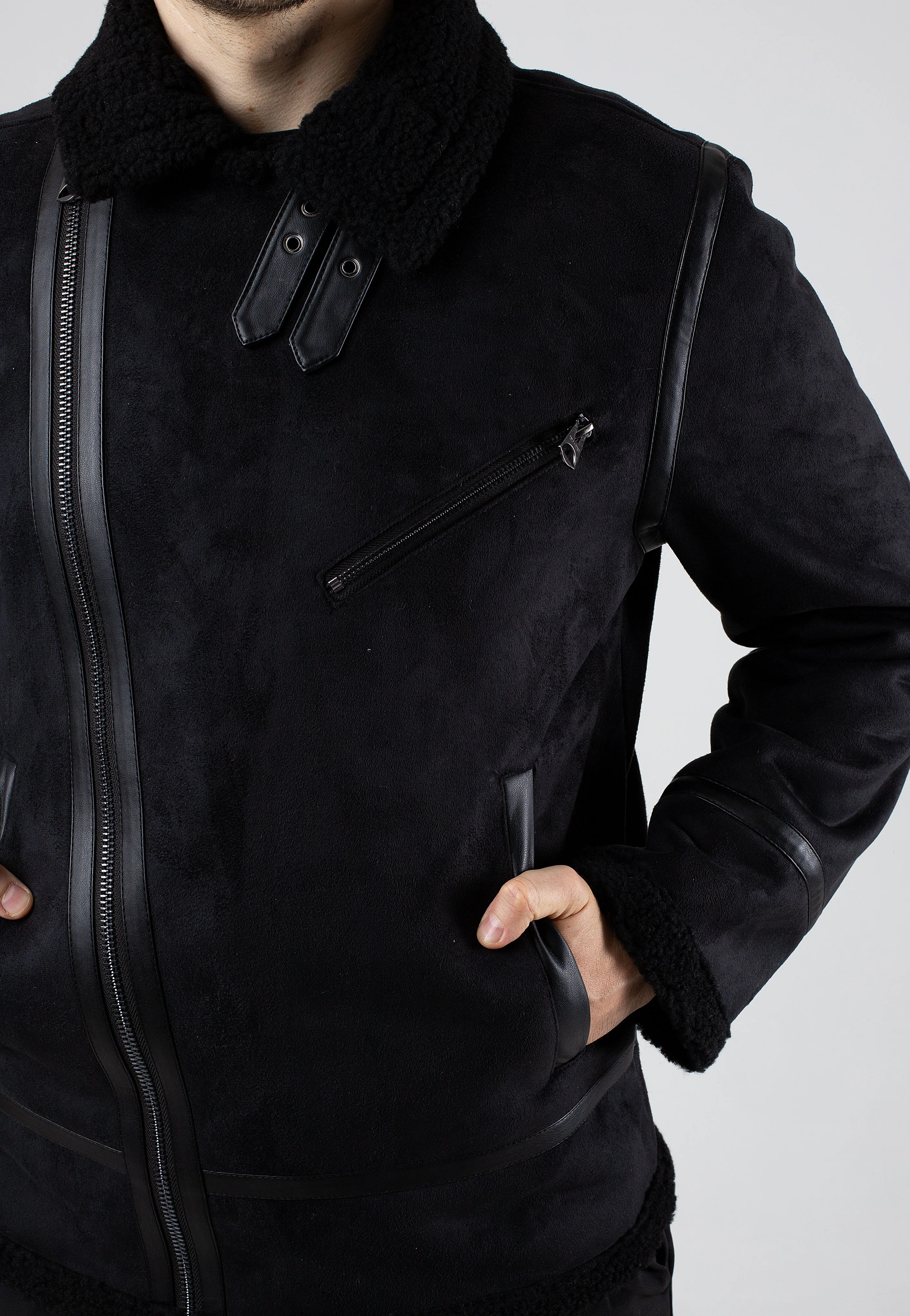 Robyn Fake Suede Aviator Black - Jacket - Image 7