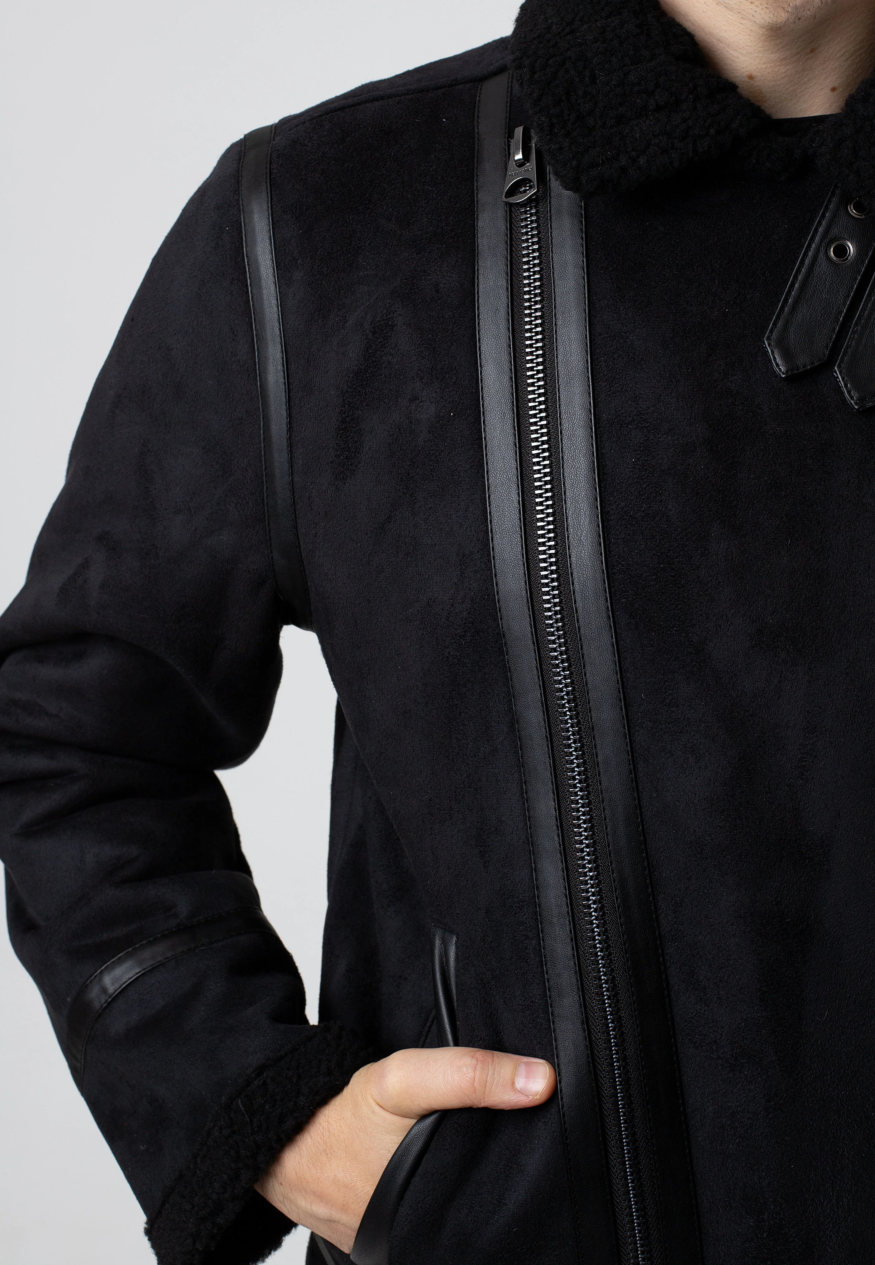 Robyn Fake Suede Aviator Black - Jacket - Image 8