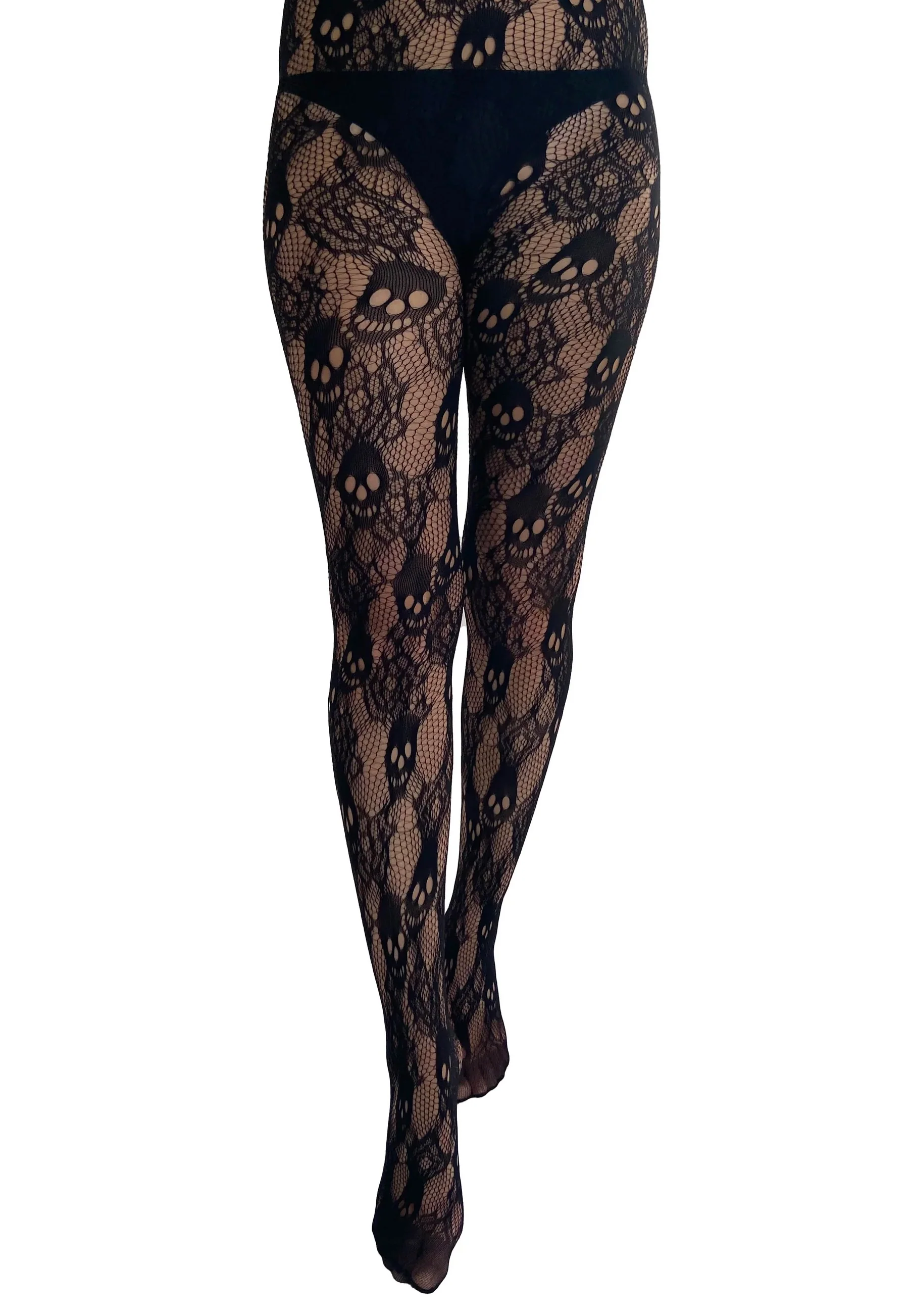 Rose Skull Net Black - Tights - Image 4