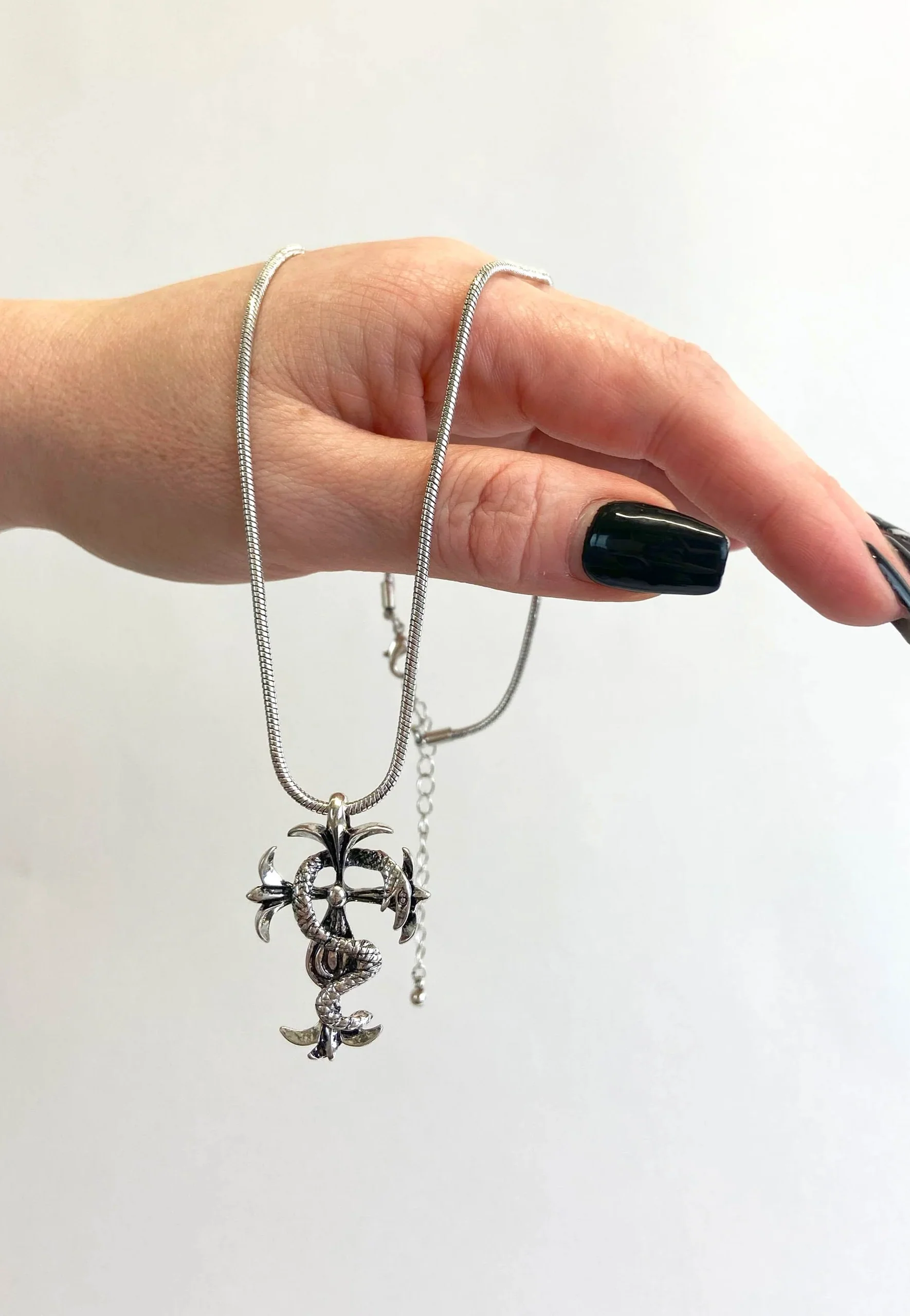 Serpent Cross Short Silver - Necklace - Image 2