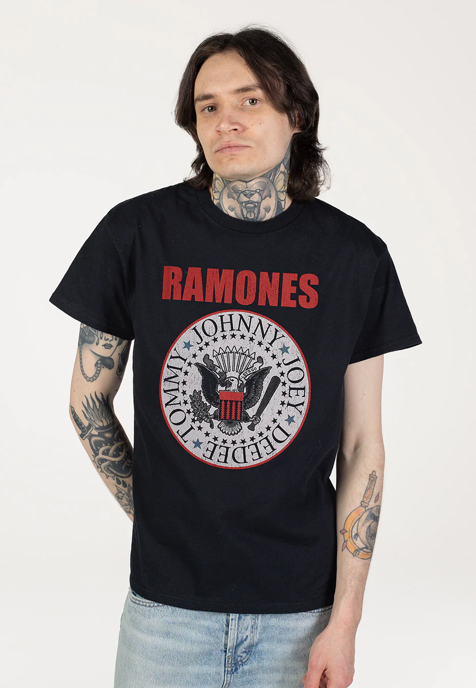 Hey Ho Red Block Text - T-Shirt - Image 3