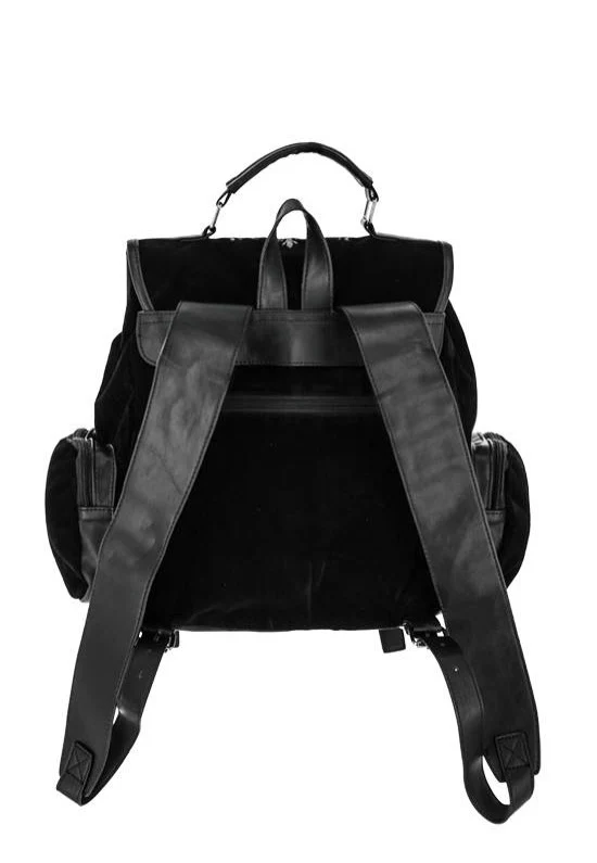 Crescent Square Velvet Embroidered Black - Backpack - Image 4