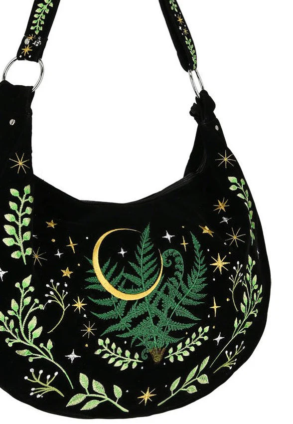 Herbal Hobo Fern Embroidery Black/Green - Bag - Image 3