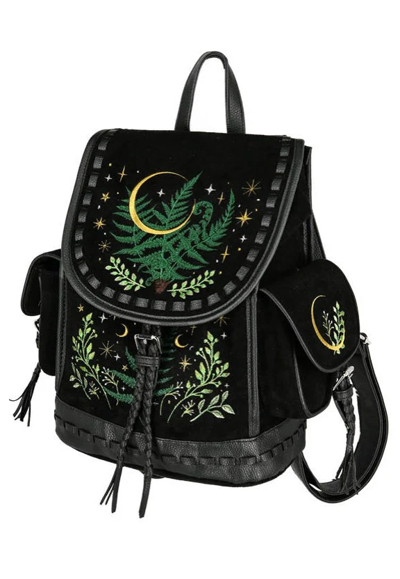 Herbal With Fern And Crescent Black - Backpack - Image 2