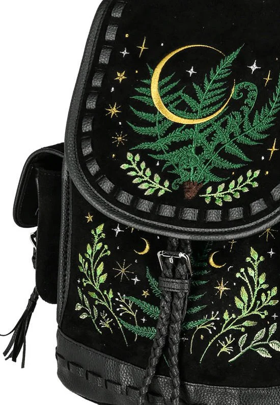 Herbal With Fern And Crescent Black - Backpack - Image 4