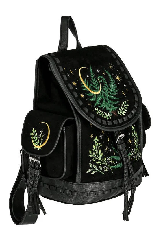 Herbal With Fern And Crescent Black - Backpack - Image 6