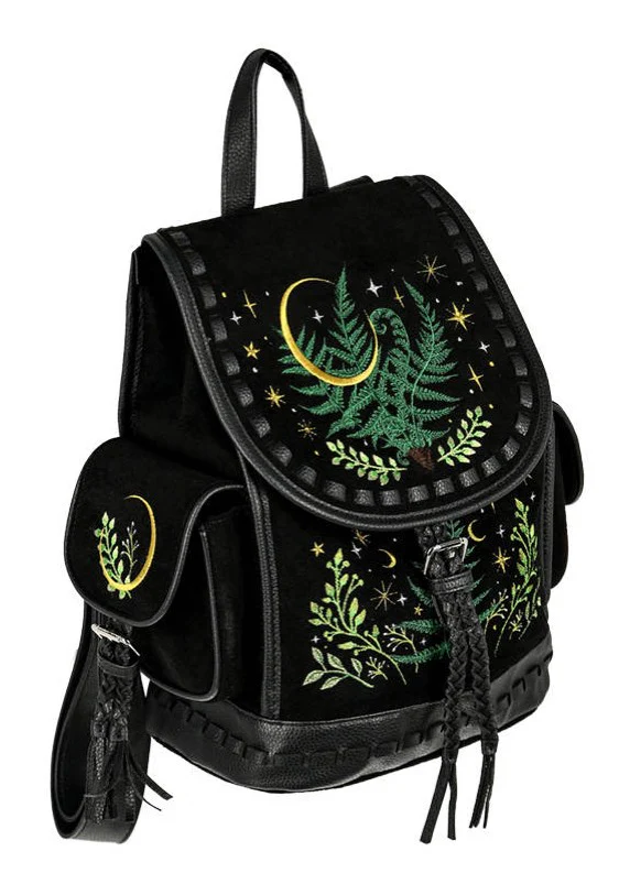 Herbal With Fern And Crescent Black - Backpack - Image 8