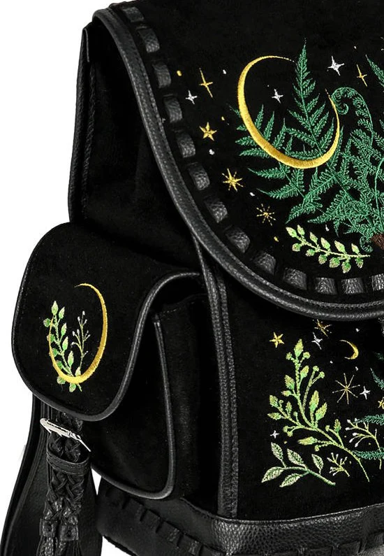 Herbal With Fern And Crescent Black - Backpack - Image 9