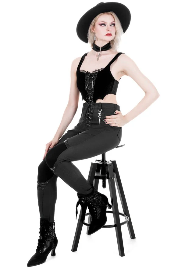 Mortem Lace Up Black - Pants - Image 9
