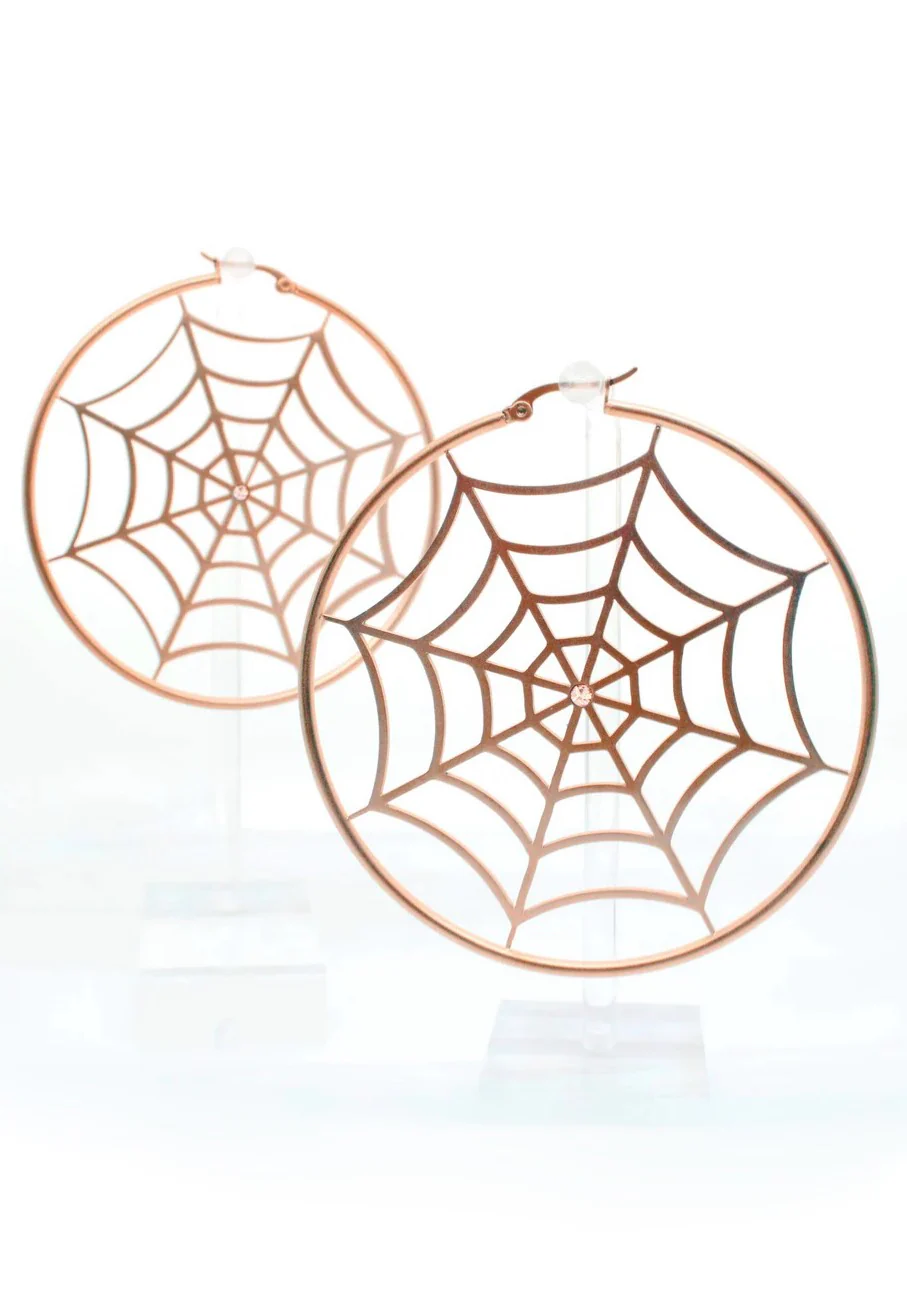 Spiderweb Hoop Rose Gold - Earrings - Image 3