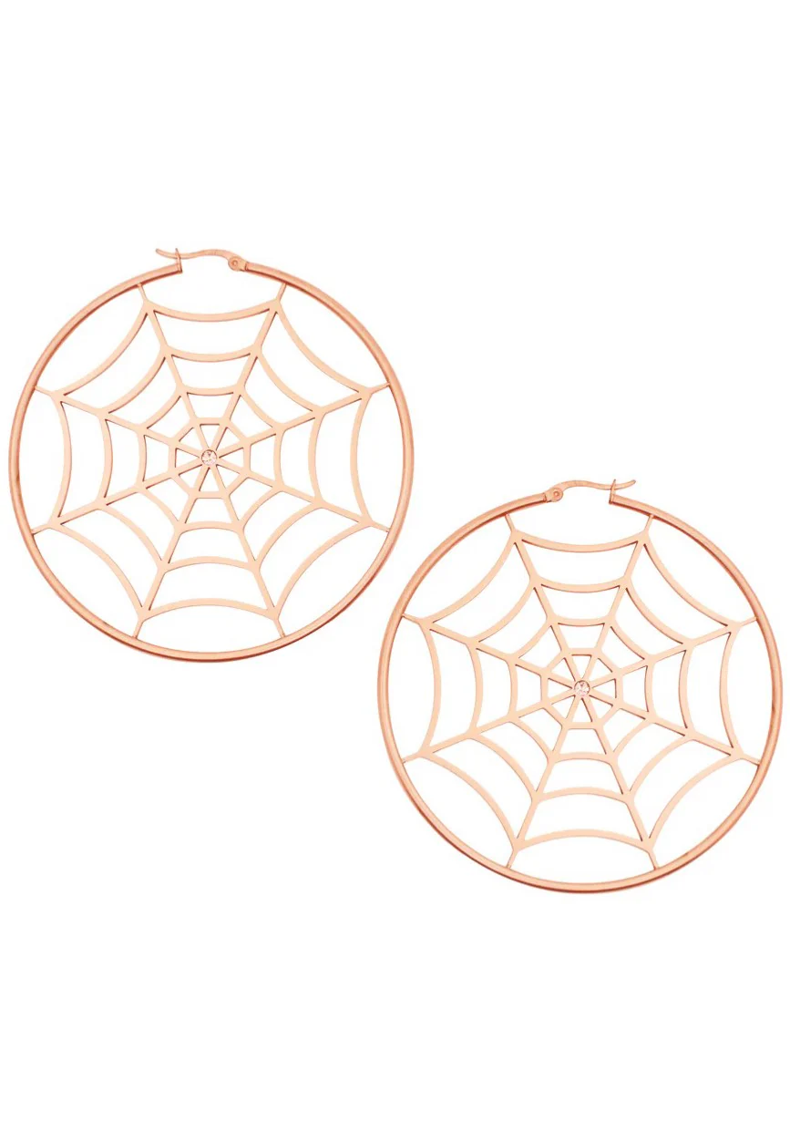 Spiderweb Hoop Rose Gold - Earrings - Image 4