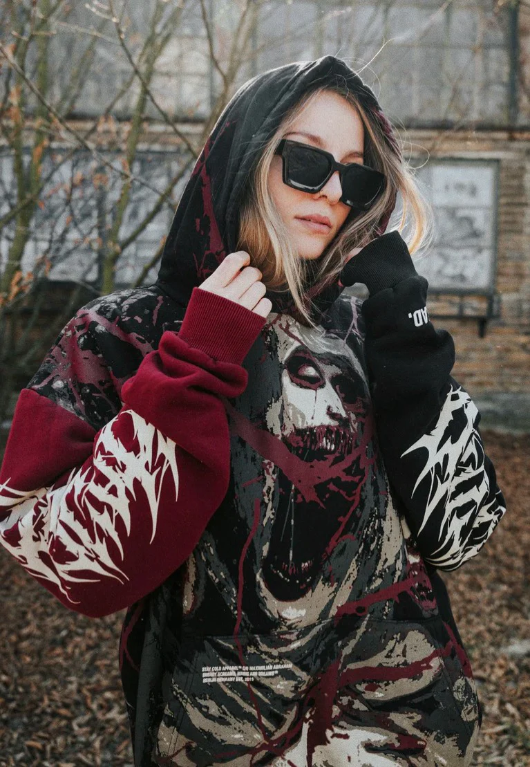 Tears Of God Heavy Oversized Black/Red - Hoodie - Image 3