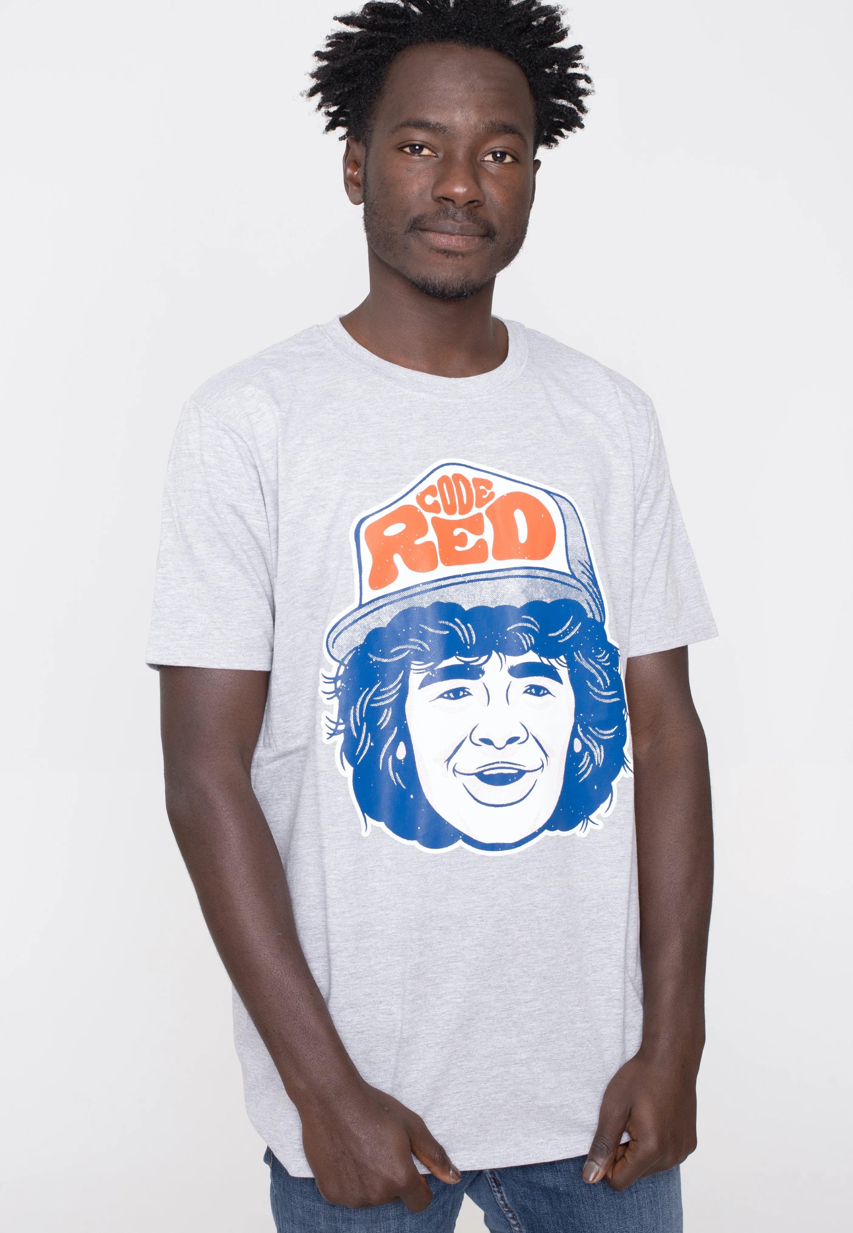 Dustin Code Red Heather Grey - T-Shirt - Image 3