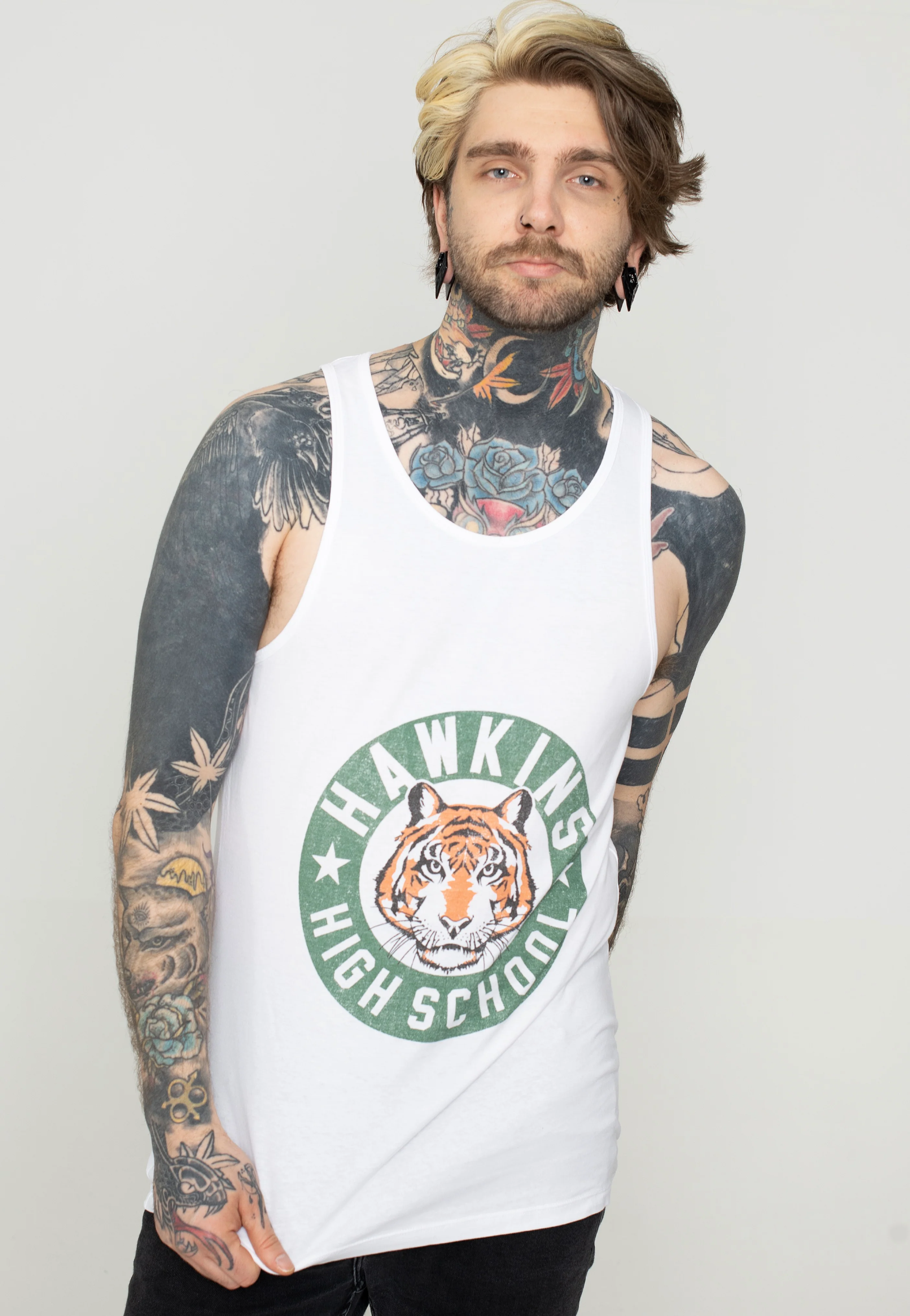 Hawkins High Tiger Emblem White - Tank - Image 3