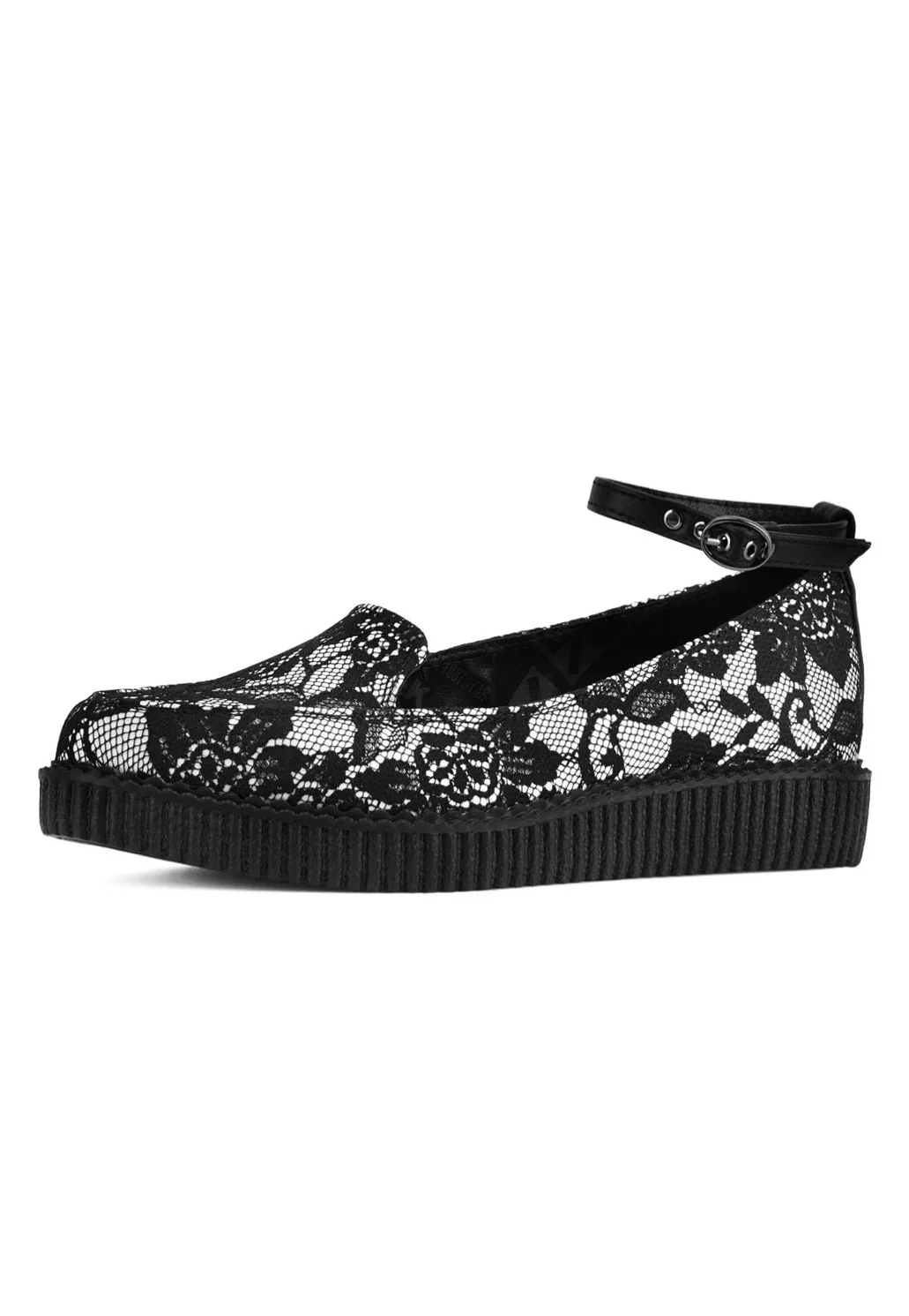 Ballet Creeper Ankle Strap Black/White Lace - Girl Shoes - Image 4