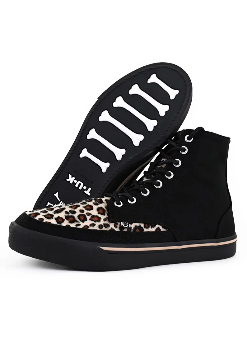 Creeper Hi Top Classic Black/Leopard Canvas - Girl Shoes - Image 2