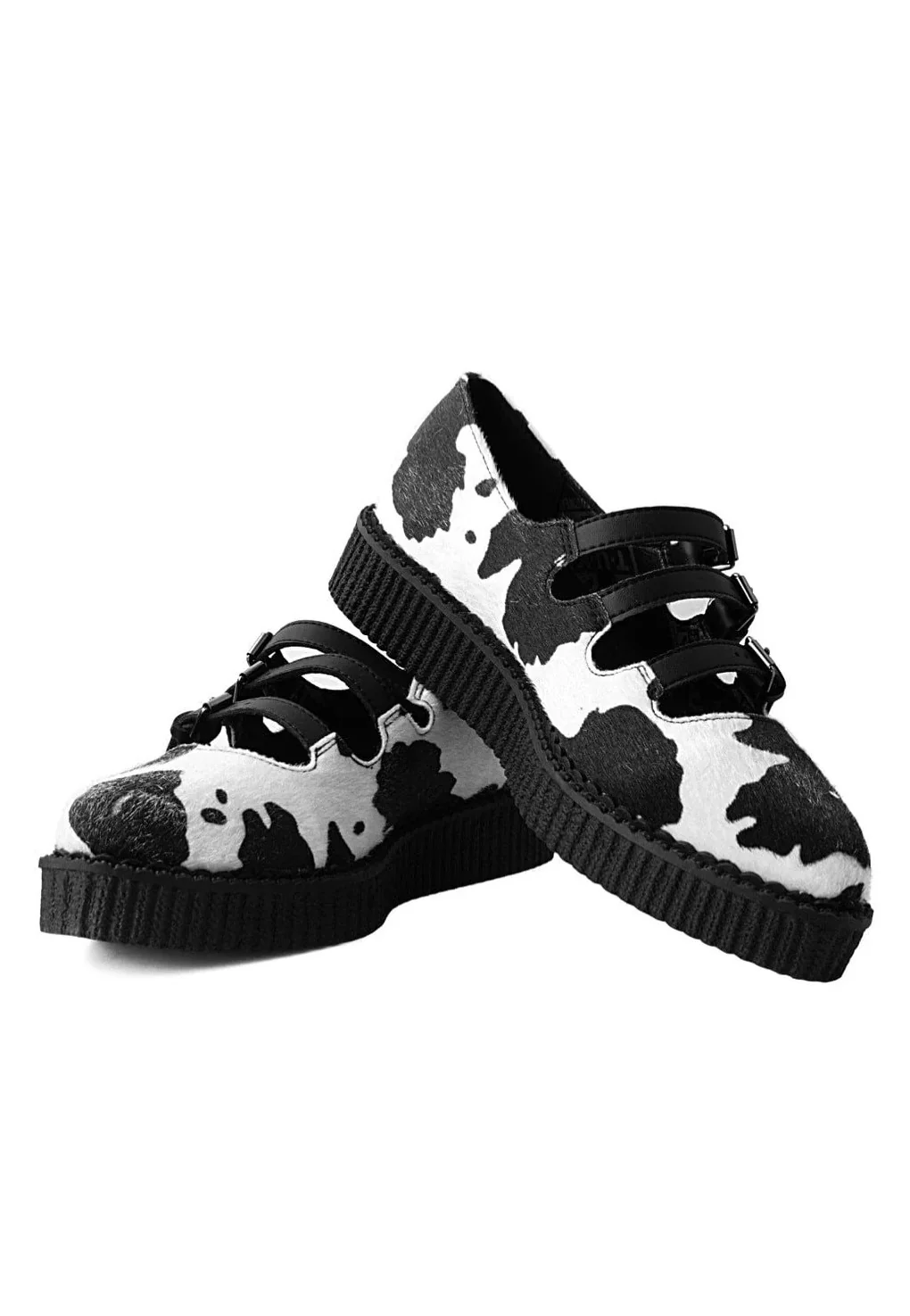 Pointed Sandal 3 Buckle Black/White Cow Print Hair - Girl Shoes - Image 4