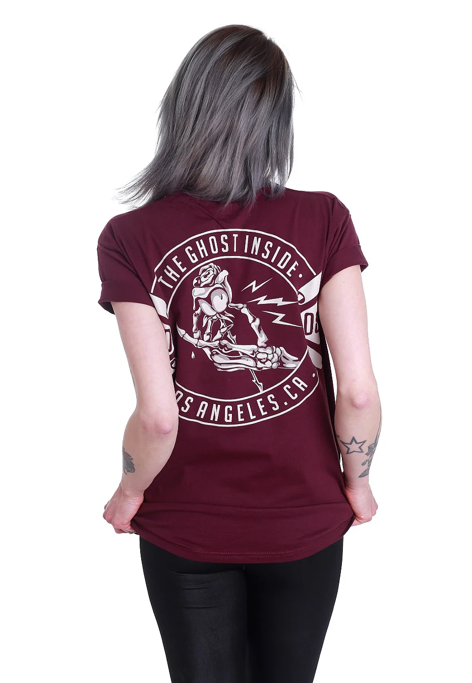 Skeleton Hand Maroon - T-Shirt - Image 6