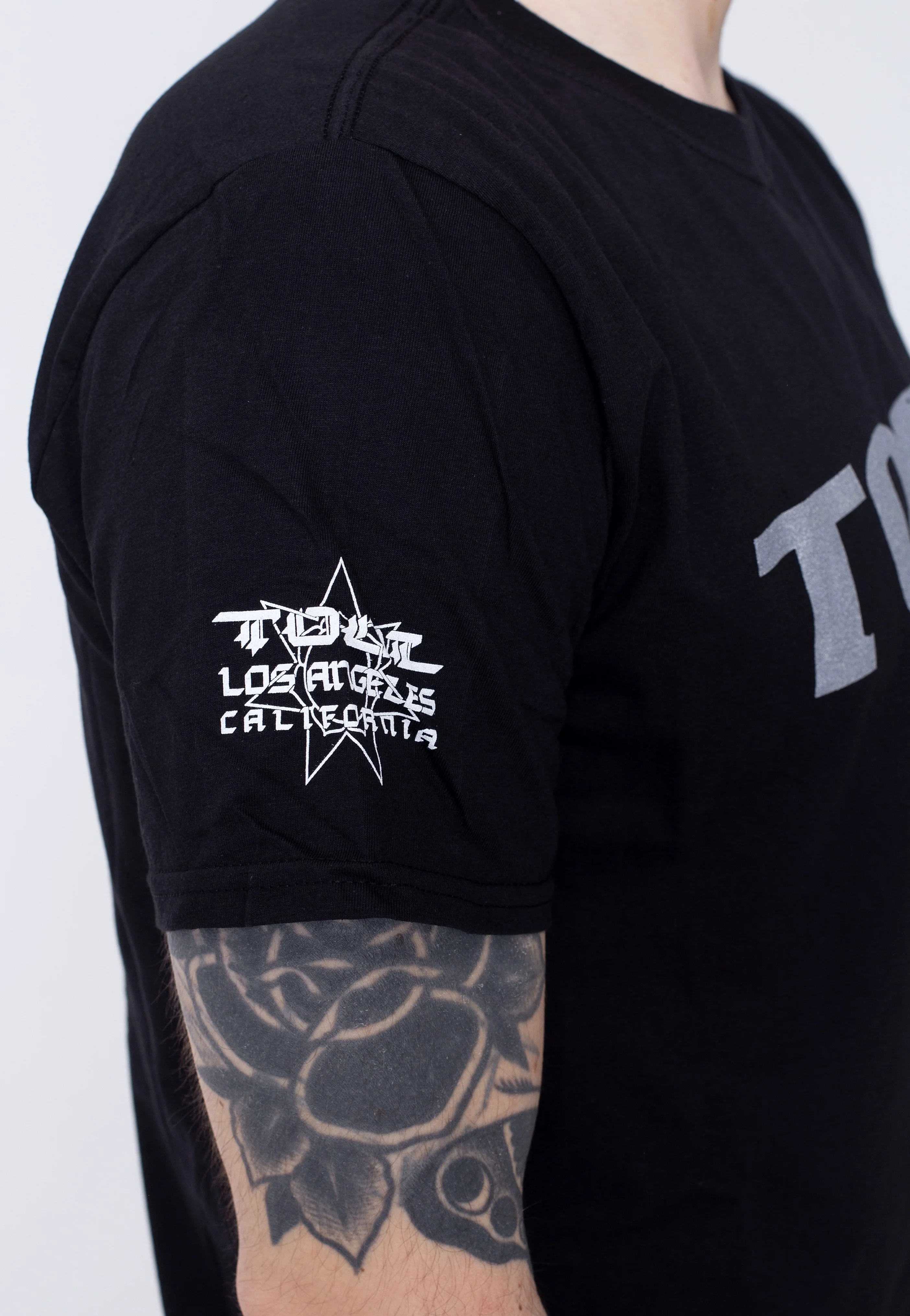 Metallic Silver Logo (Sleeve Print) - T-Shirt - Image 5