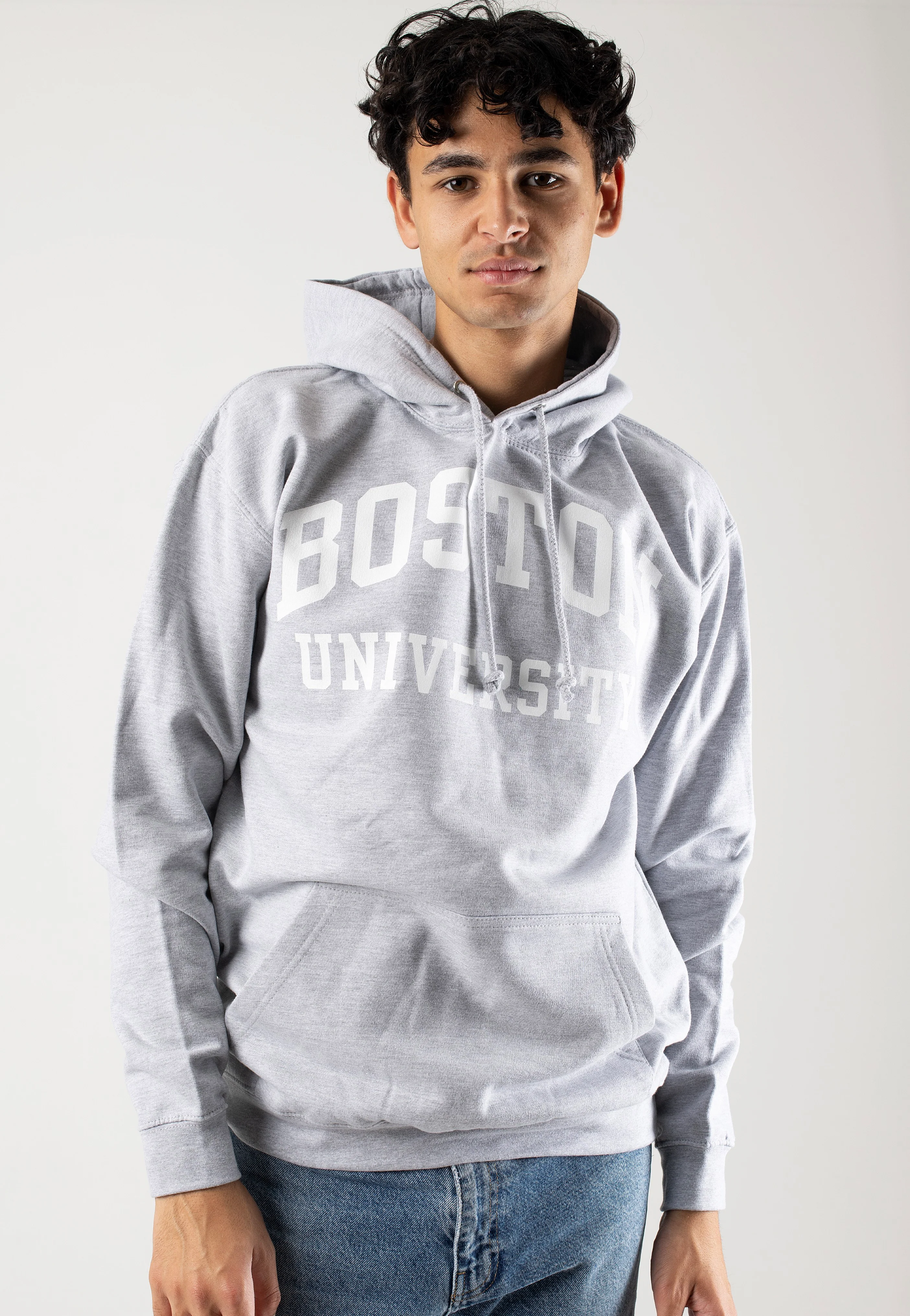 Boston University Script Heather Grey - Hoodie - Image 3