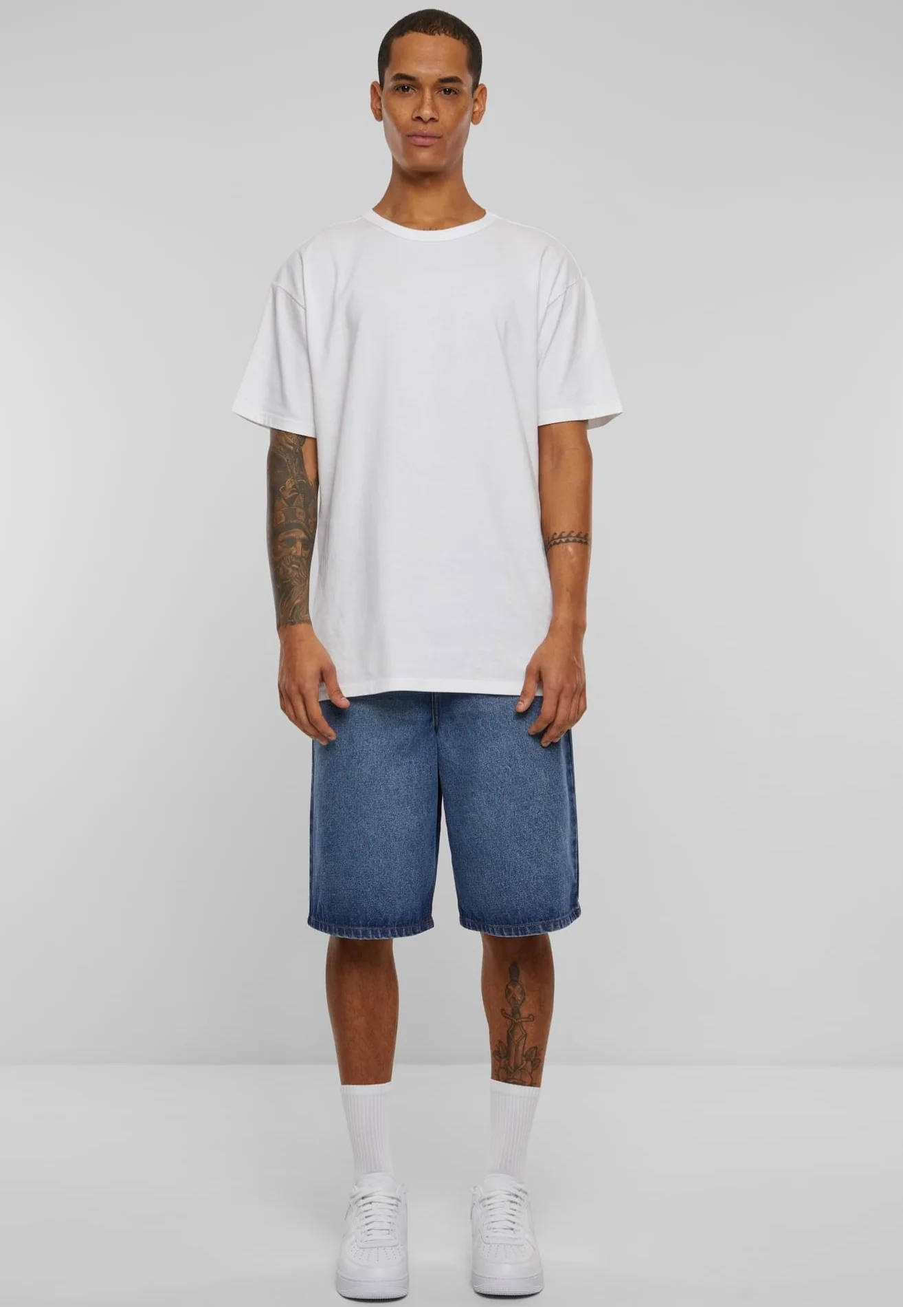 90's Heavy Denim New Mid Blue Washed - Shorts - Image 5