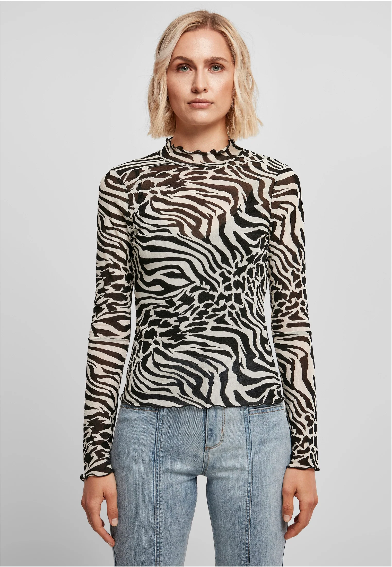 AOP Mesh Turtleneck Black/White - Longsleeve - Image 9