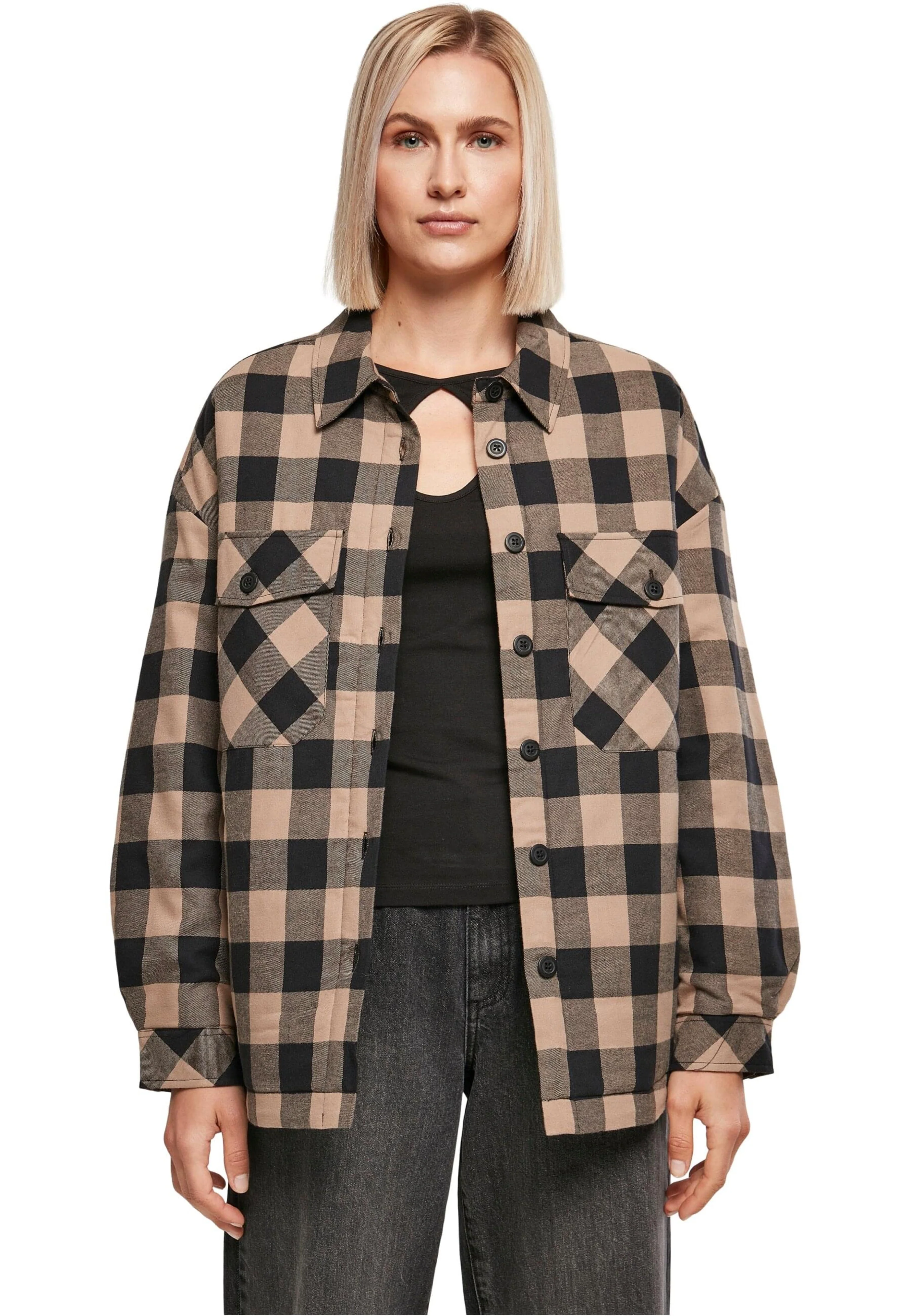 Flanell Padded Black/Soft Taupe - Shirt - Image 6