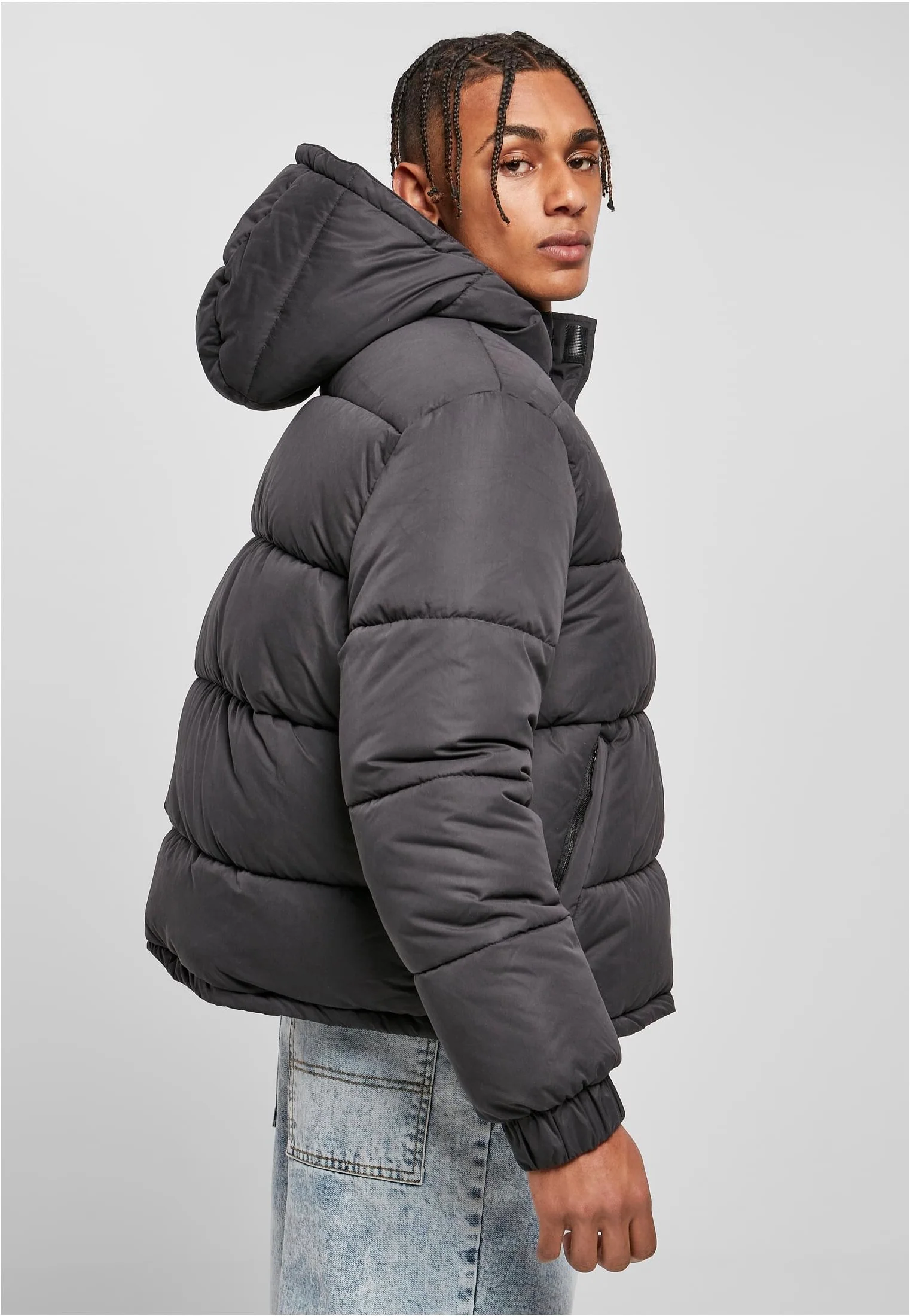 Hooded Cropped Pull Over Down Black - Jacket - Image 6