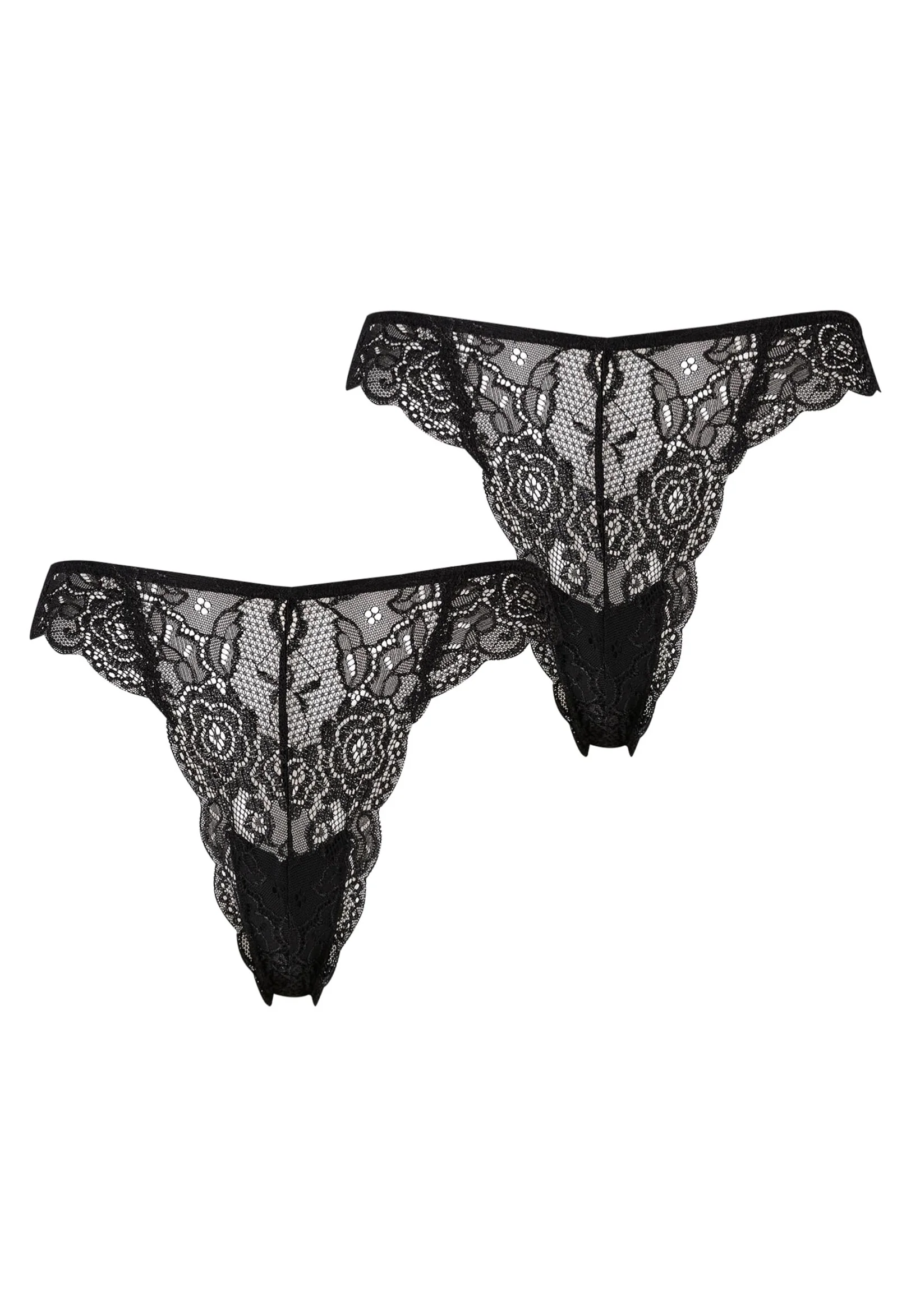Ladies Allover Lace Pack Of 2 Black+Black - Tanga - Image 8